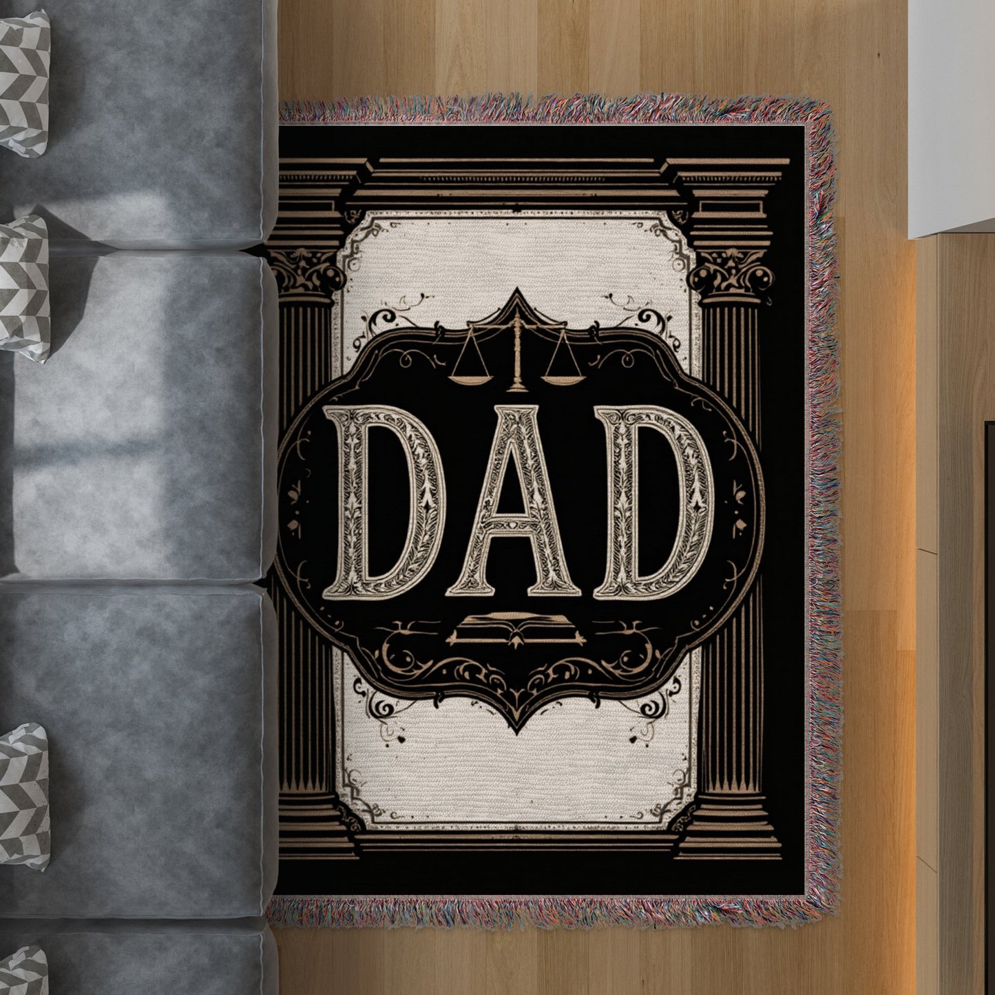 Unique Framed Scales of Justice DAD Rug Product