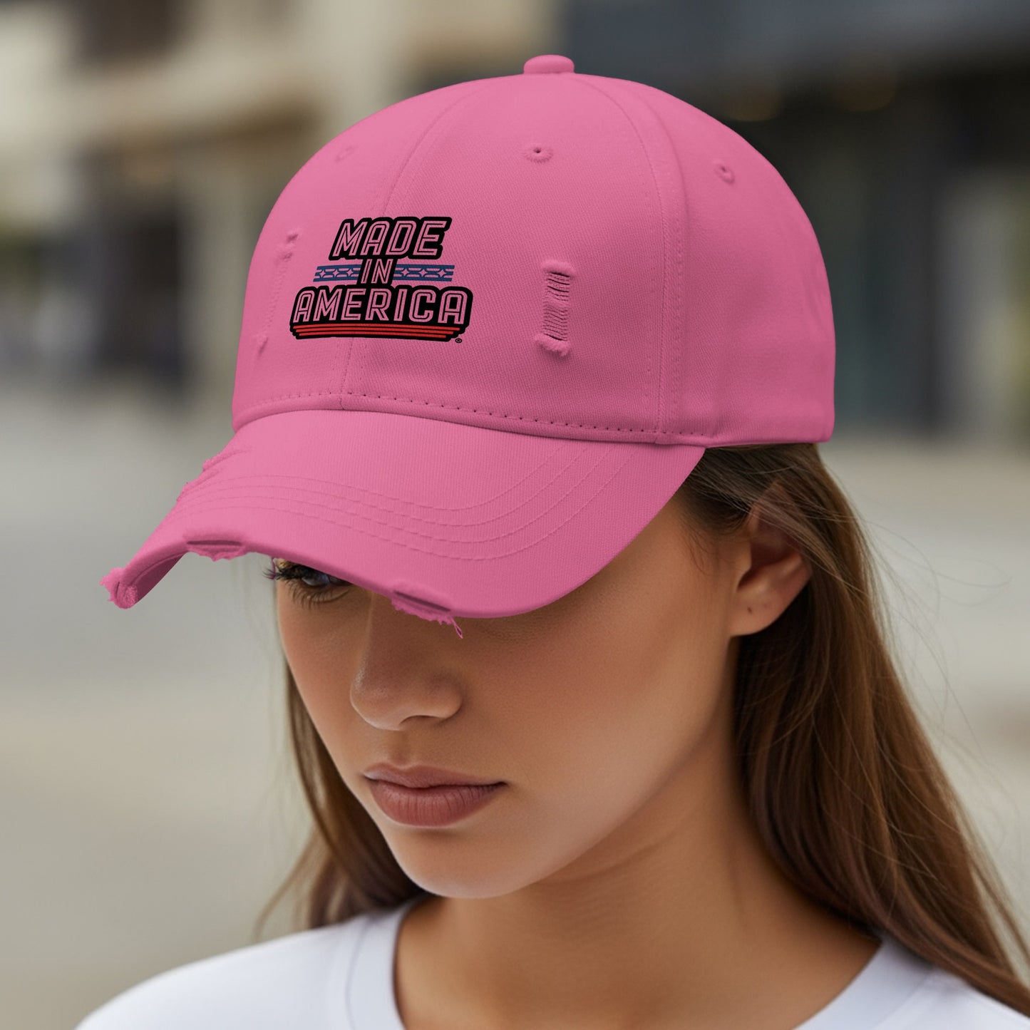 Made in America Pink Distressed Look Hat product