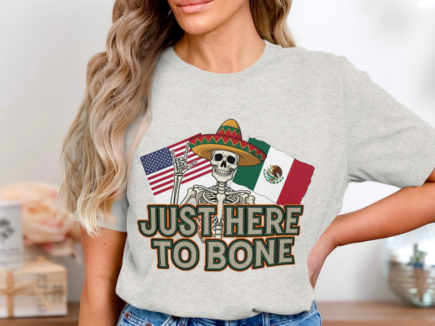 Just Here to Bone Skeleton Graphic T-Shirt product type