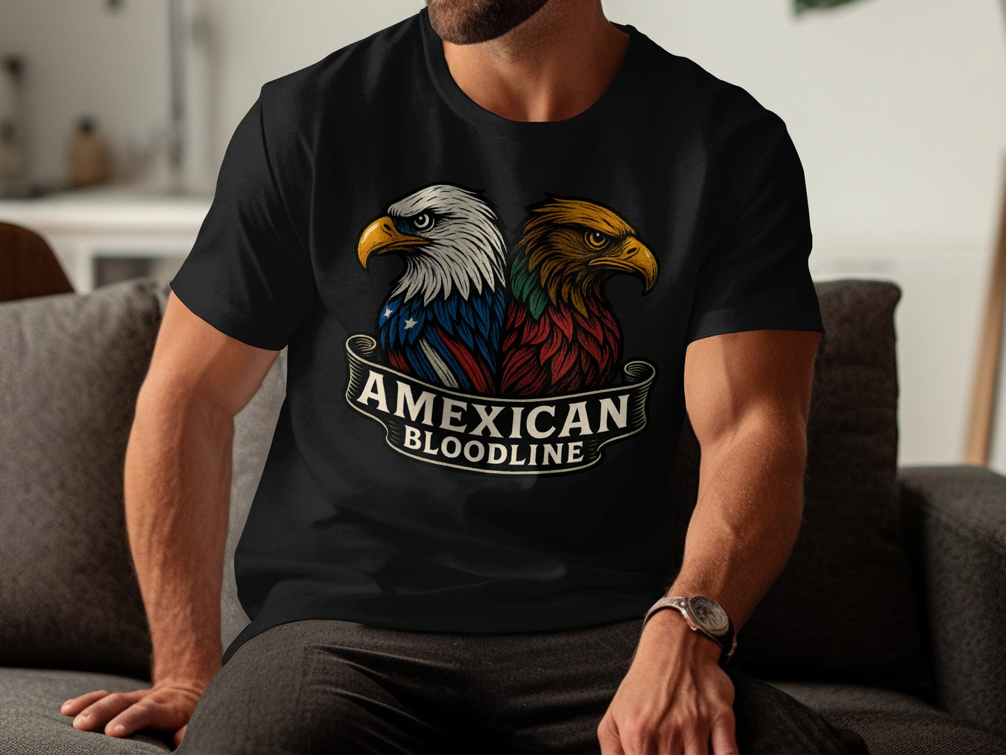 Amexican Bloodline Eagle Heads Graphic T-Shirt product type