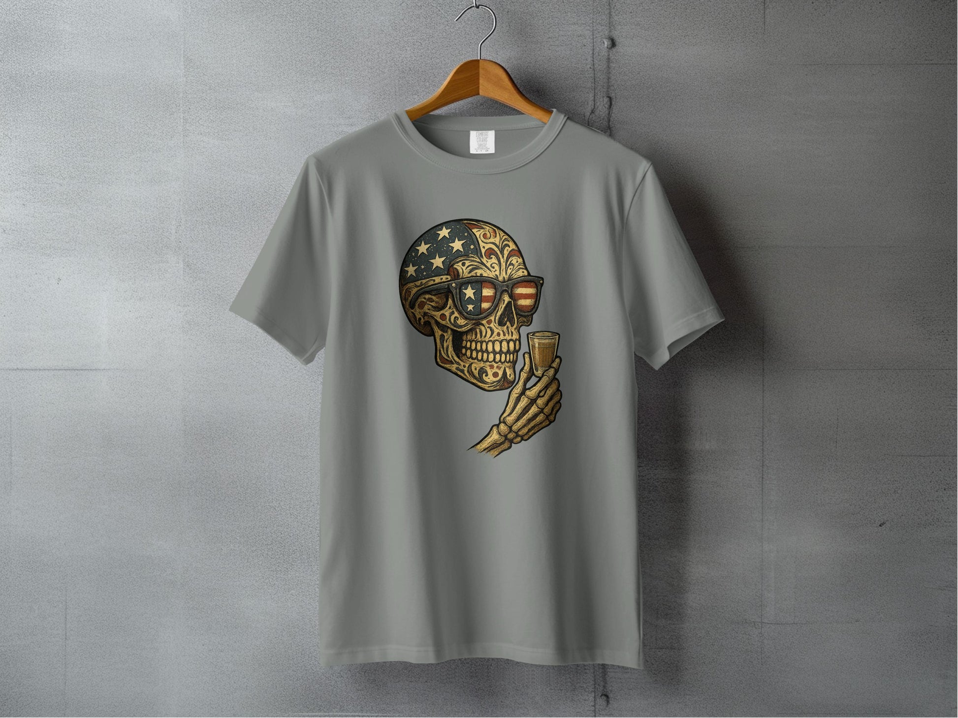 Patriotic Skull Graphic T-shirt Cool Unique Design Shirt product