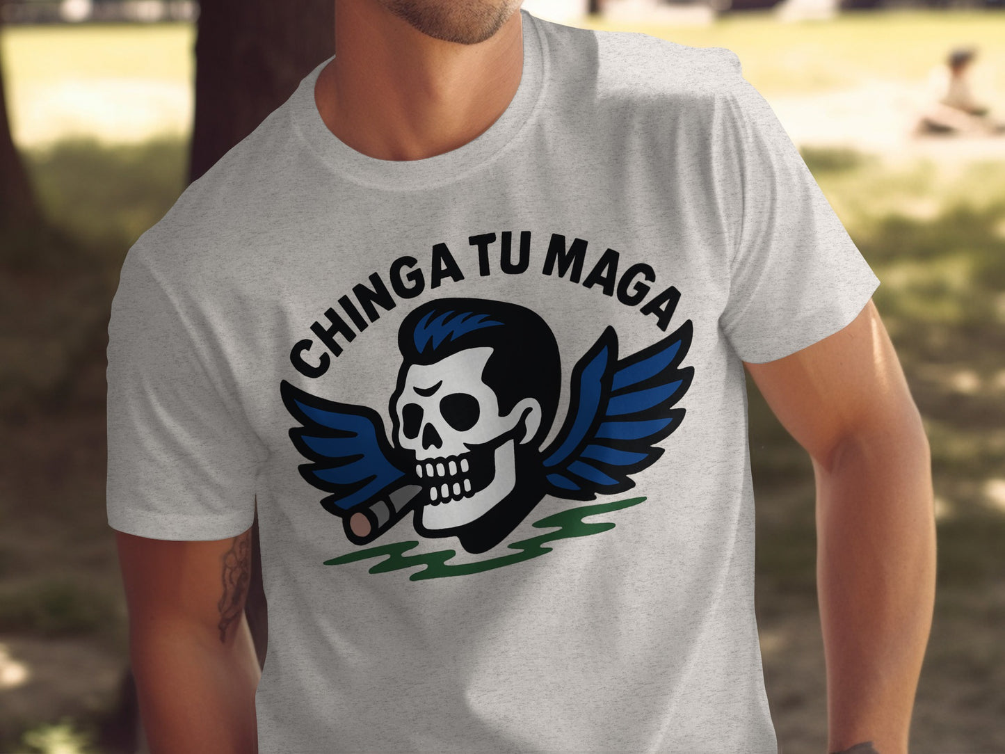 Chinga Tu Maga Skull With Wings Graphic T-Shirt product