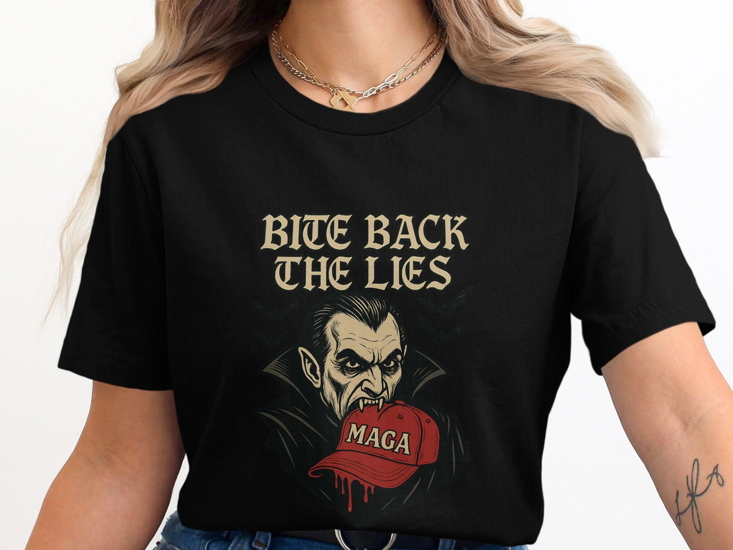 Bite Back The Lies Vampire Graphic Tee product type