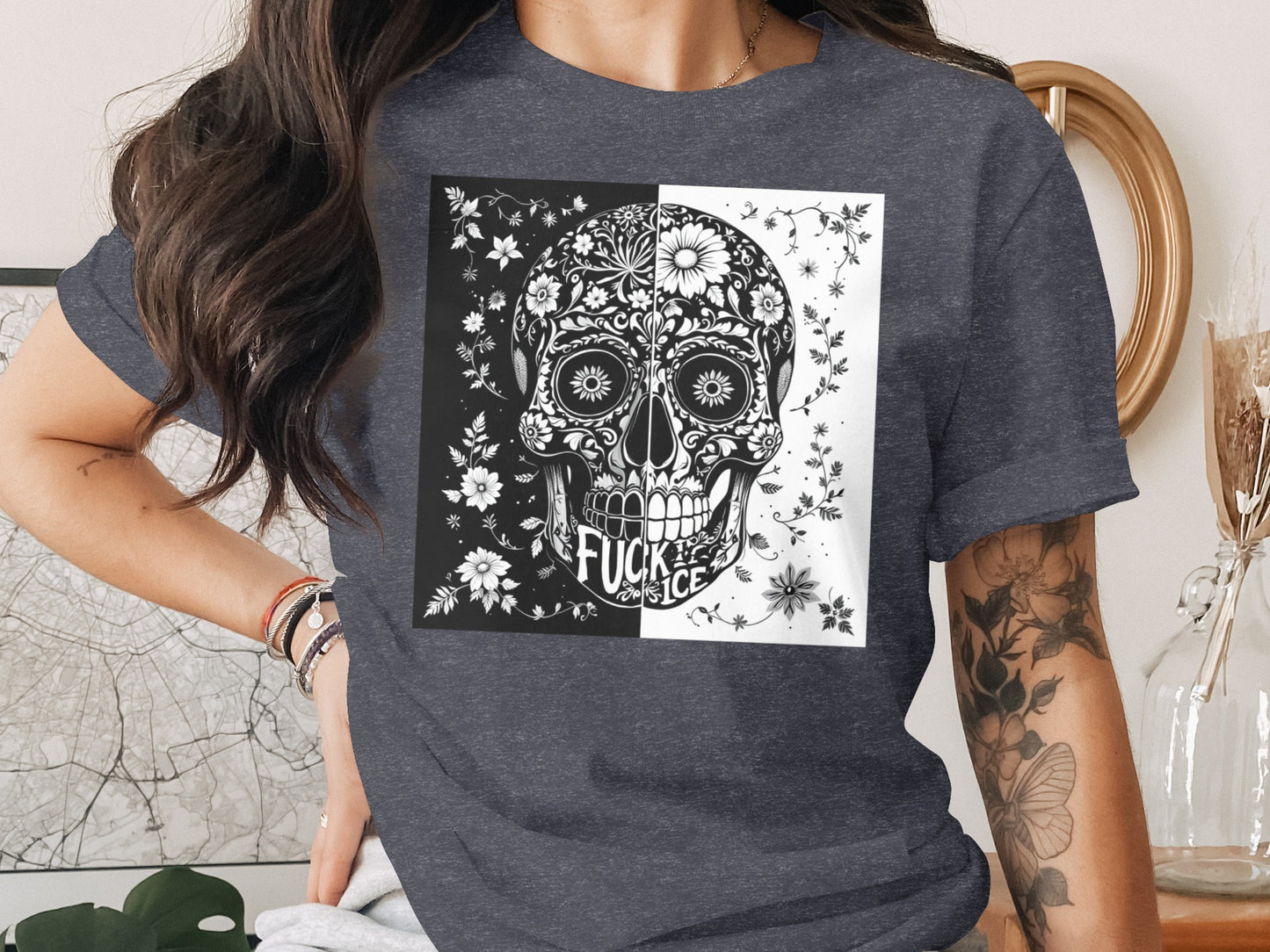 Bold Intricate Skull Design Graphic Tee product type