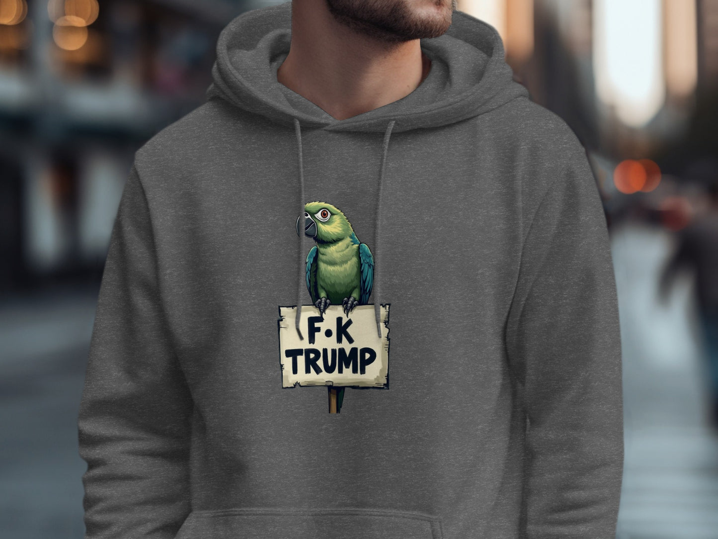 Parrot Holding Sign F-K Trump Hoodie Product
