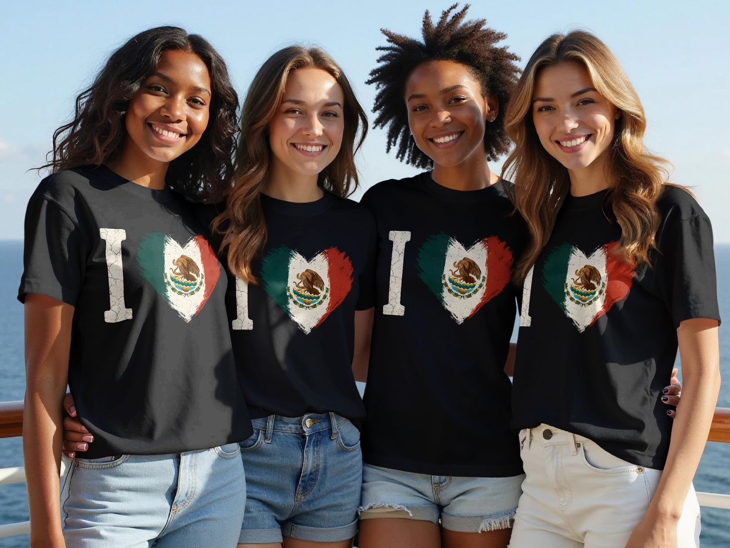 Stylish I Love Mexico Heart Flag T-Shirt product
