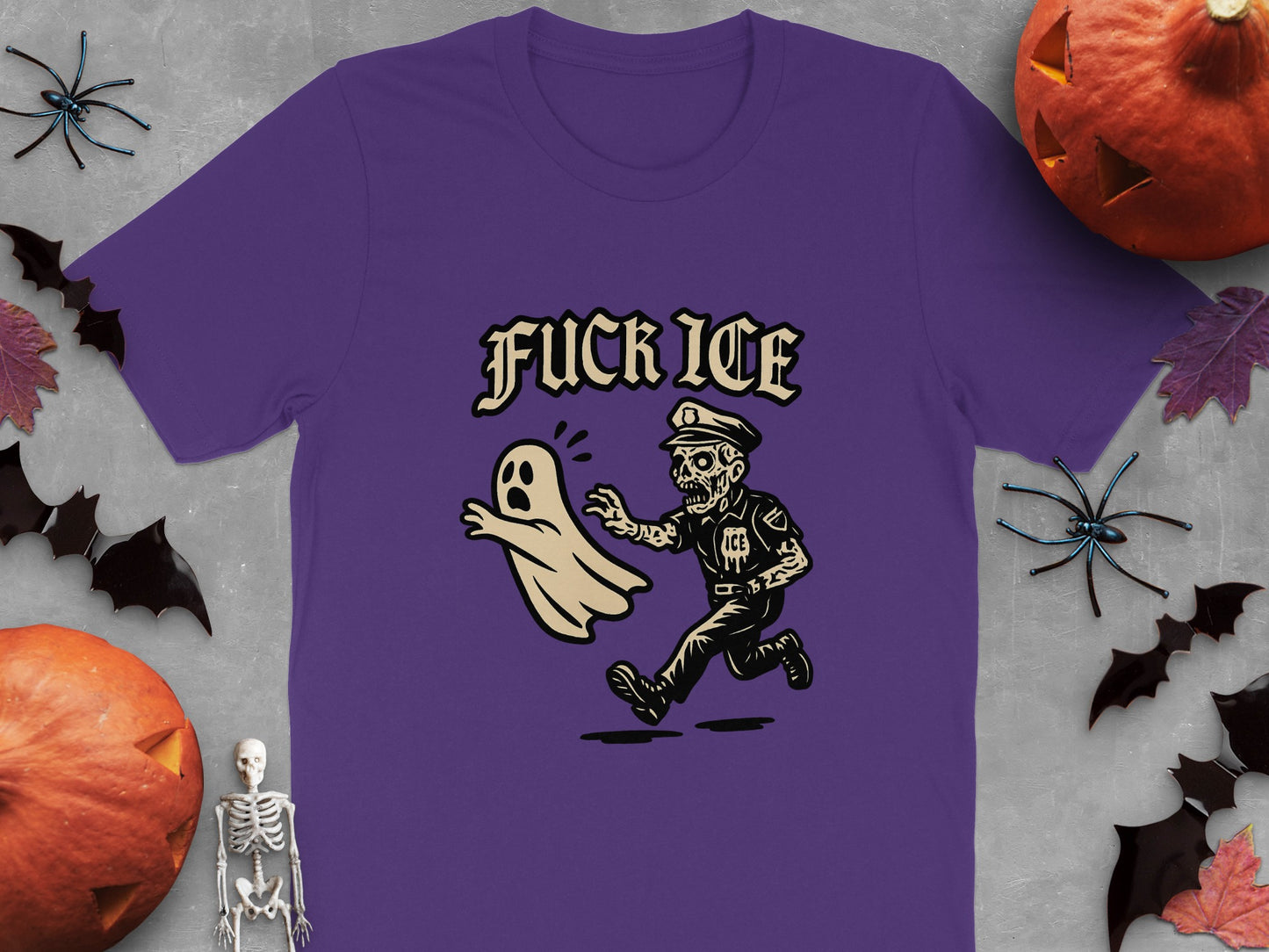 Funny Ghost Chasing Police Halloween Themed Shirt product