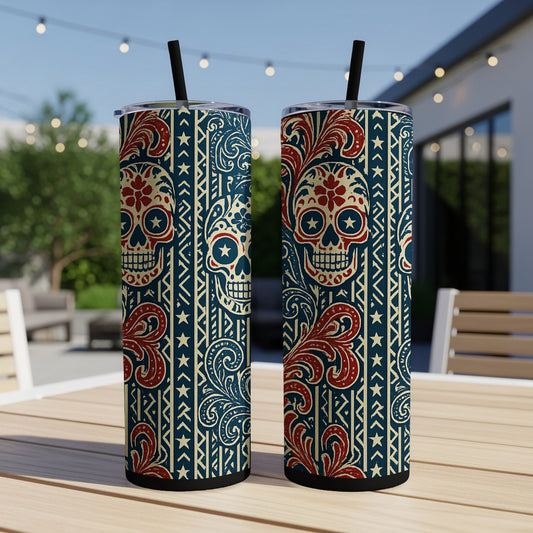 Patriotic Skull Patterned Premium Tumbler product type