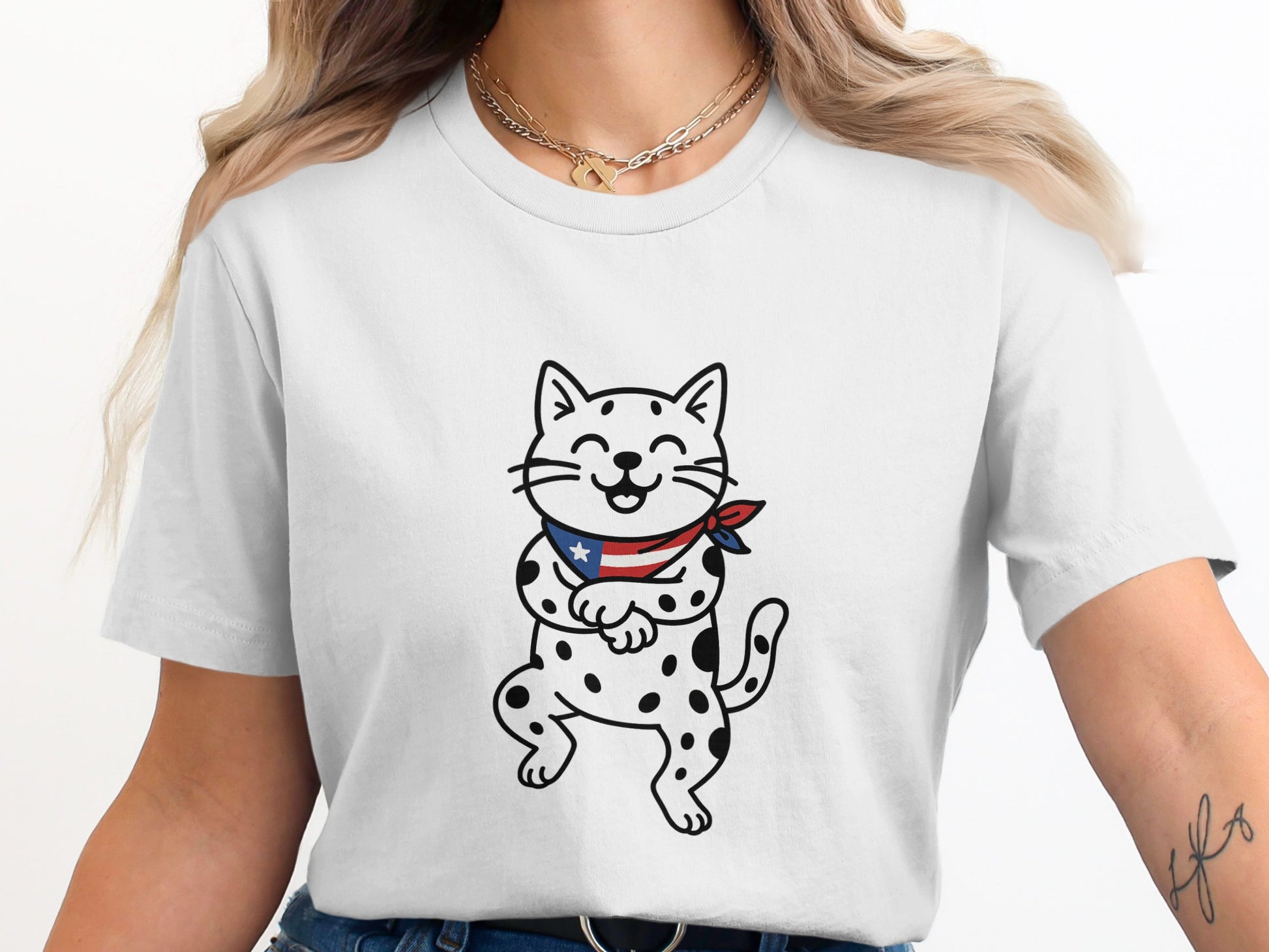 Cute Smiling Cat with Bandana Graphic T-shirt product