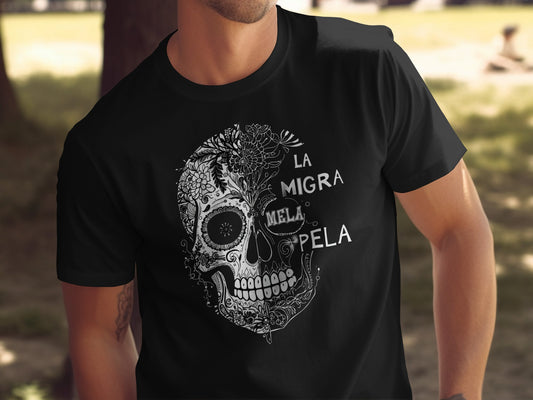 La Migra Mela Pela Skull Graphic Tee Shirt product