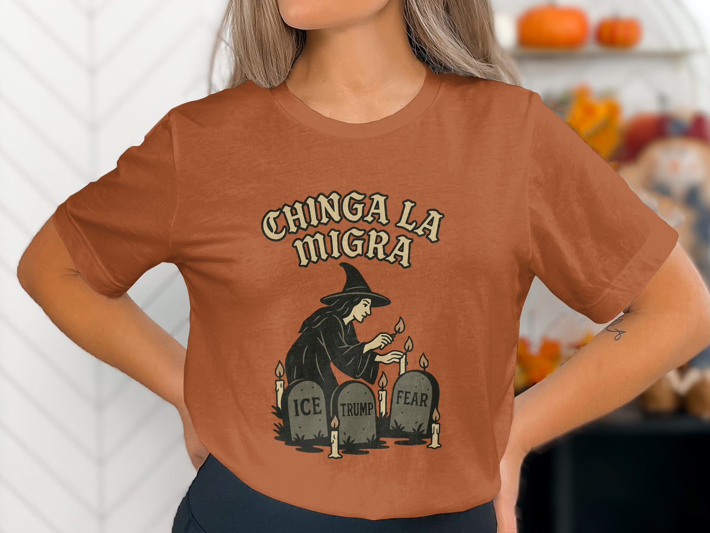 Chinga La Migra Halloween Witch Graphic Tee product
