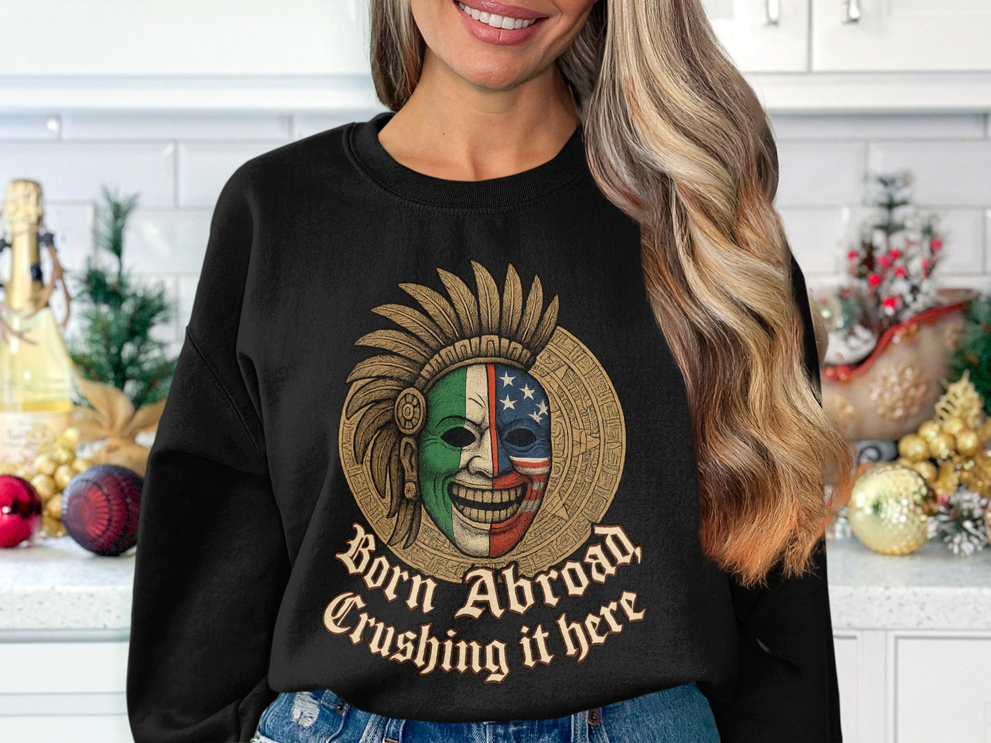 Born Abroad Crushing It Here Graphic Sweatshirt product type