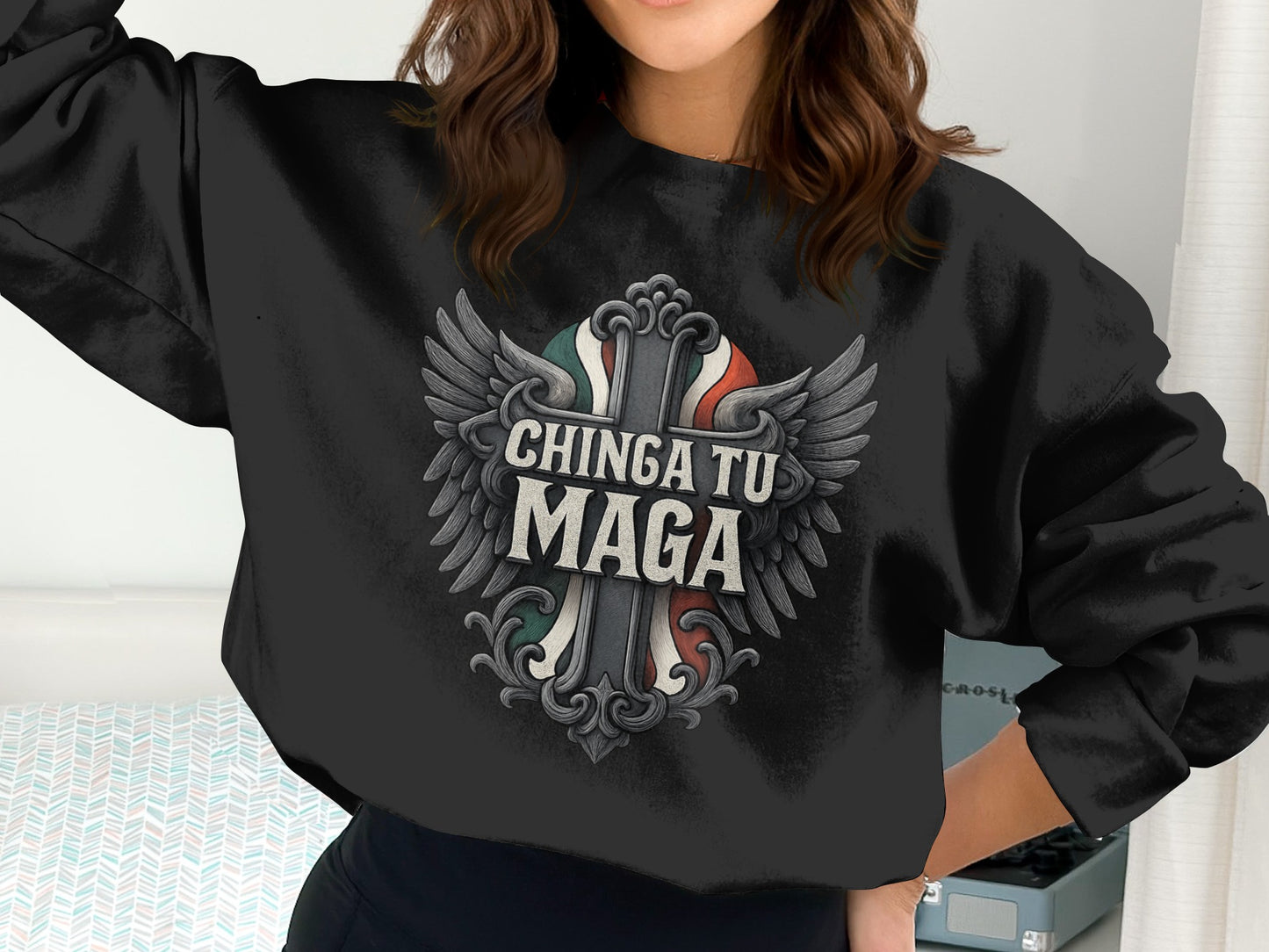 Chinga Tu Maga Graphic Wings Design Sweatshirt product