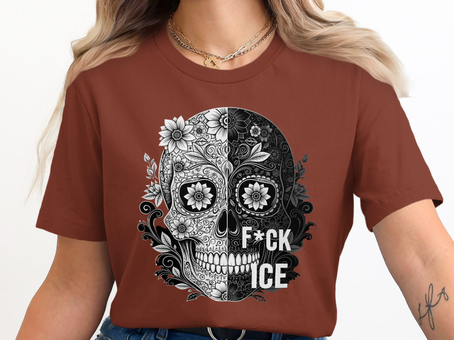 Floral Skull Graphic Tee Statement T-shirt product