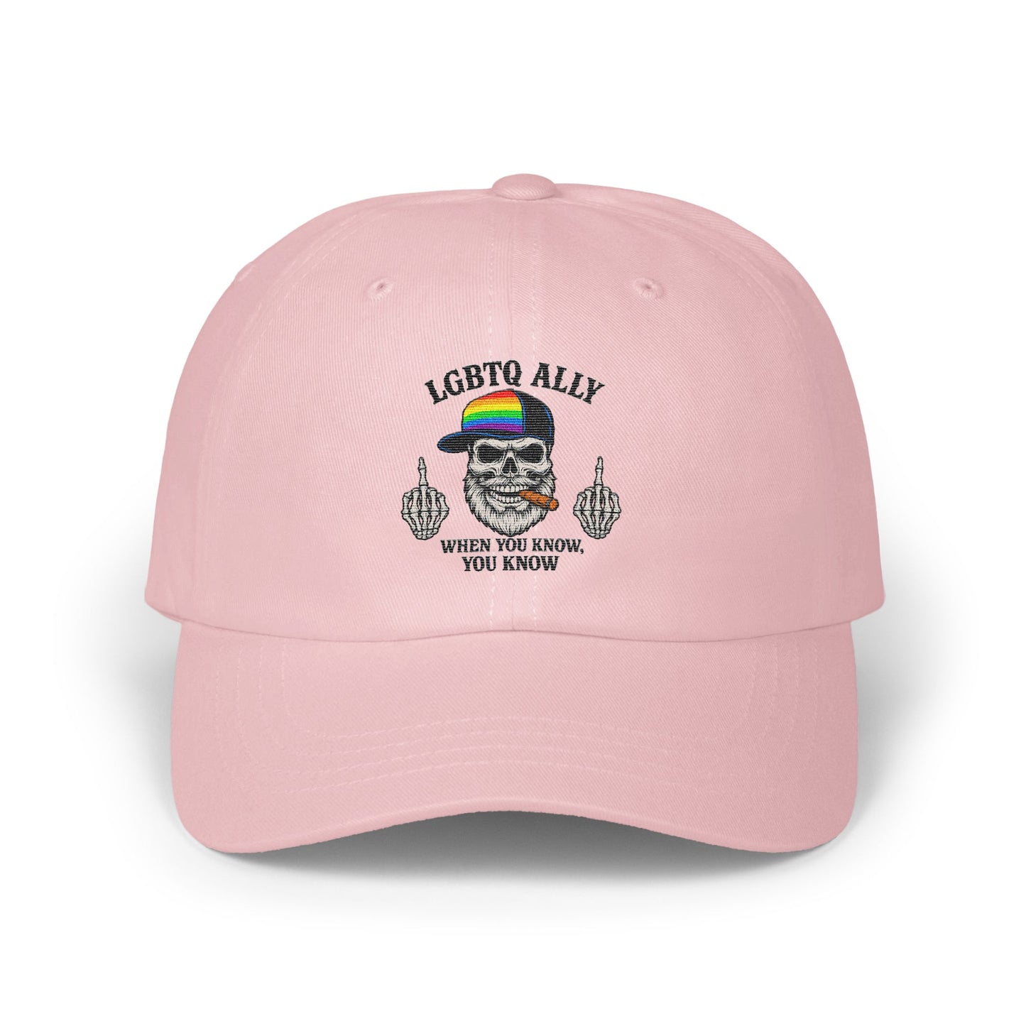 LGBTQ Ally Skull Design Pink Adjustable Hat product