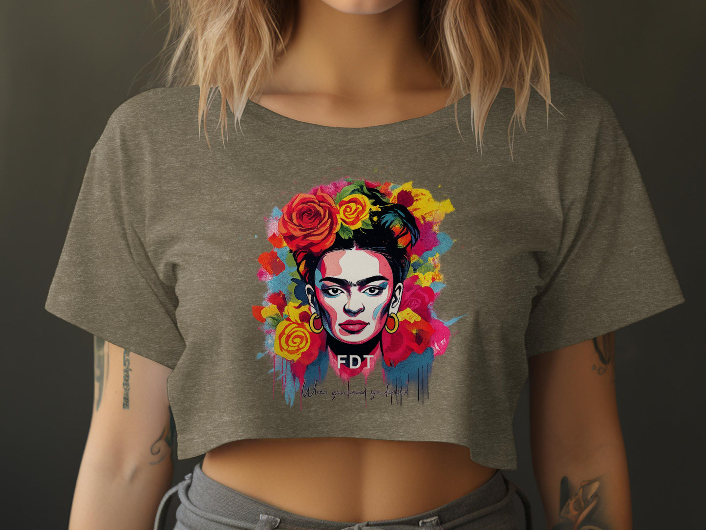 Colorful Faces and Flowers Graphic Print product type