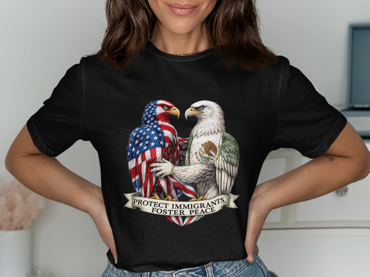 Protect Immigrants Foster Peace Graphic T-shirt product