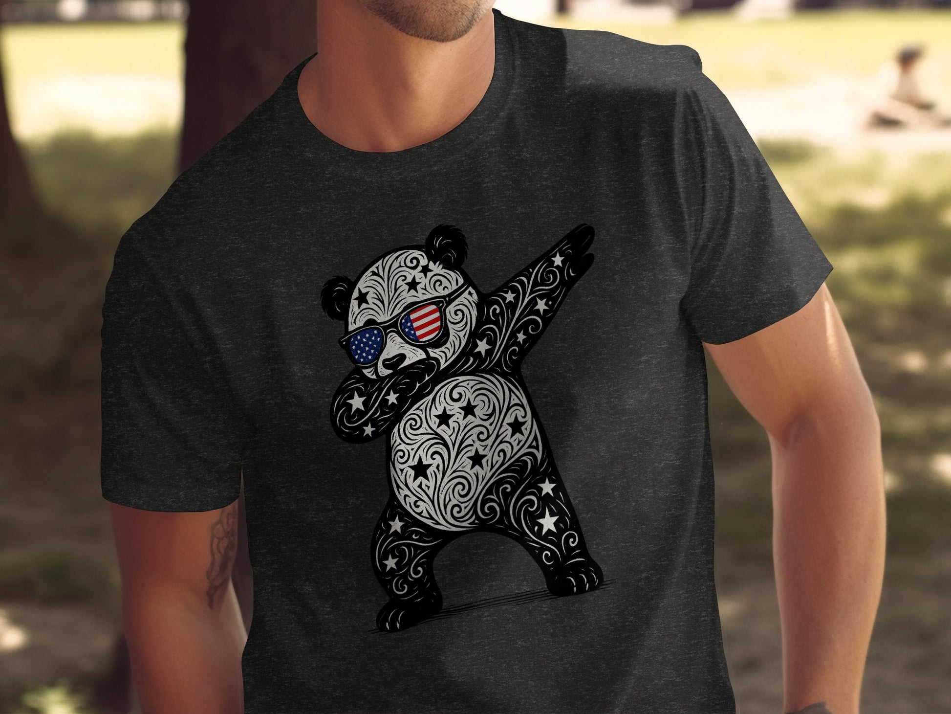 Stylish Panda Dabbing Art USA Themed T-Shirt product type