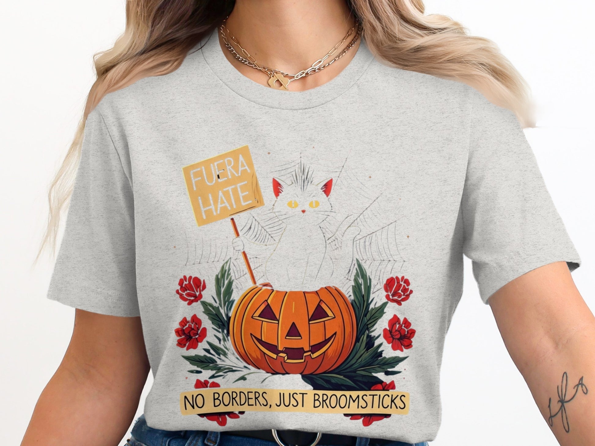 Halloween Cat and Pumpkin Graphic T-Shirt product