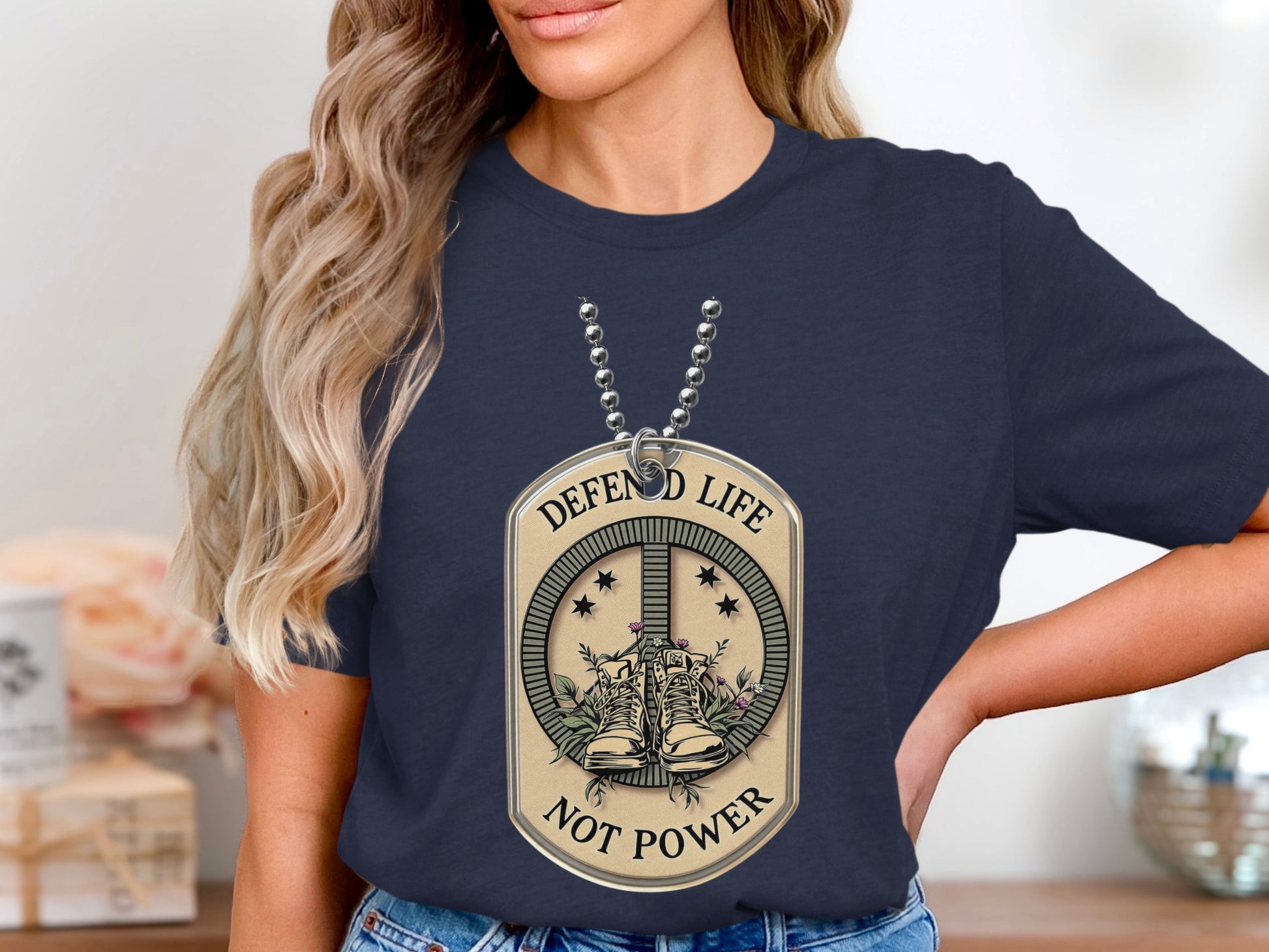 Defend Life Not Power Dog Tag Shirt Statement
