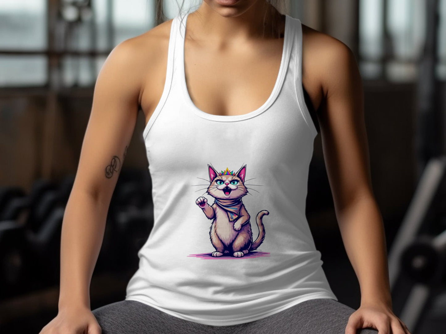 Cute Queen Cat Graphic Racerback Tank Top product type