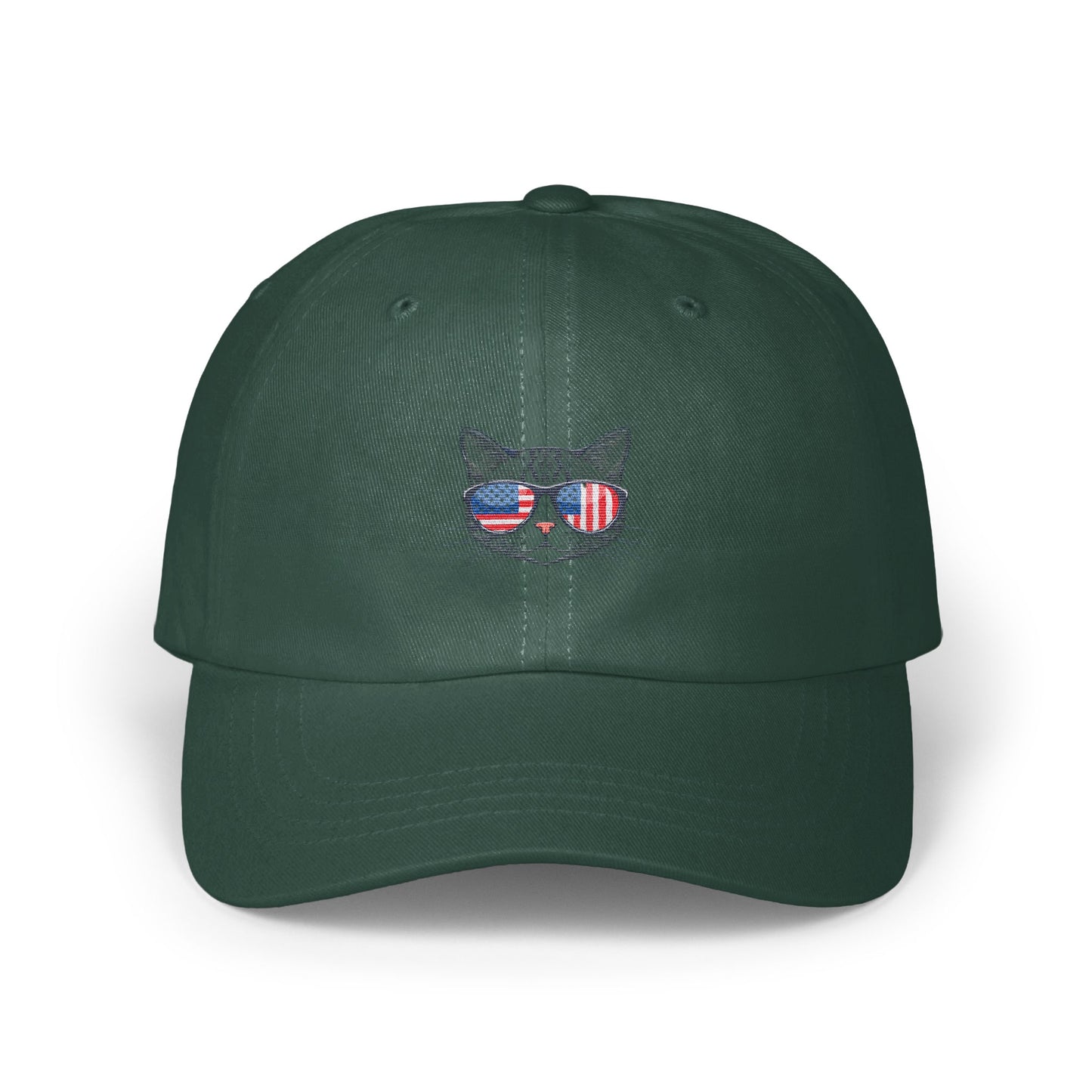 American Flag Cat Embroidery Adjustable Baseball Cap product