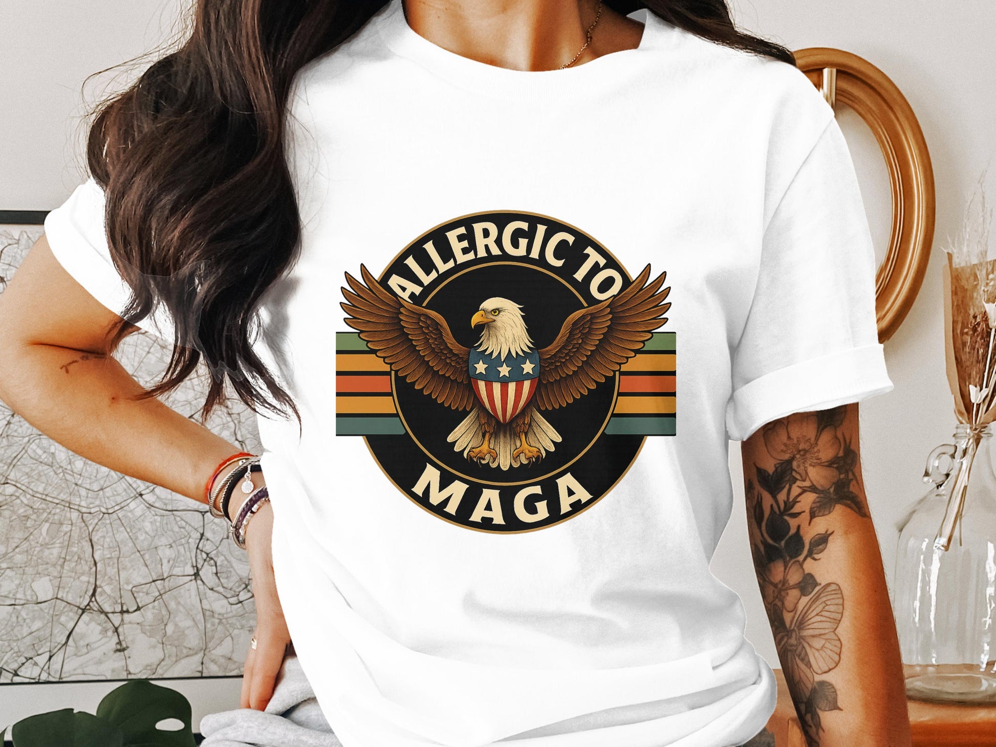 Allergic To MAGA Eagle Vintage Style Shirt Product