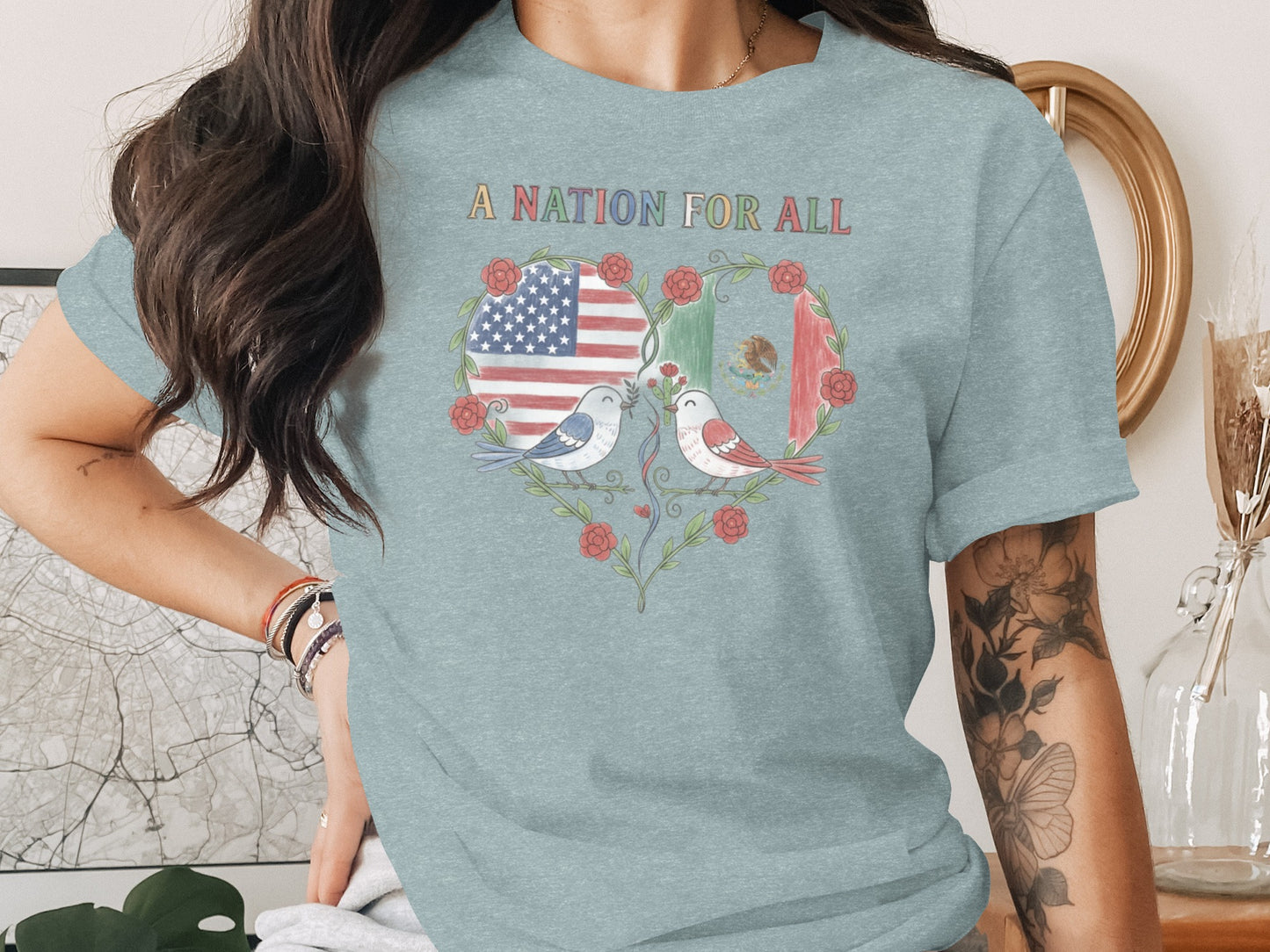 A Nation For All Heart Birds Graphic T-Shirt product type