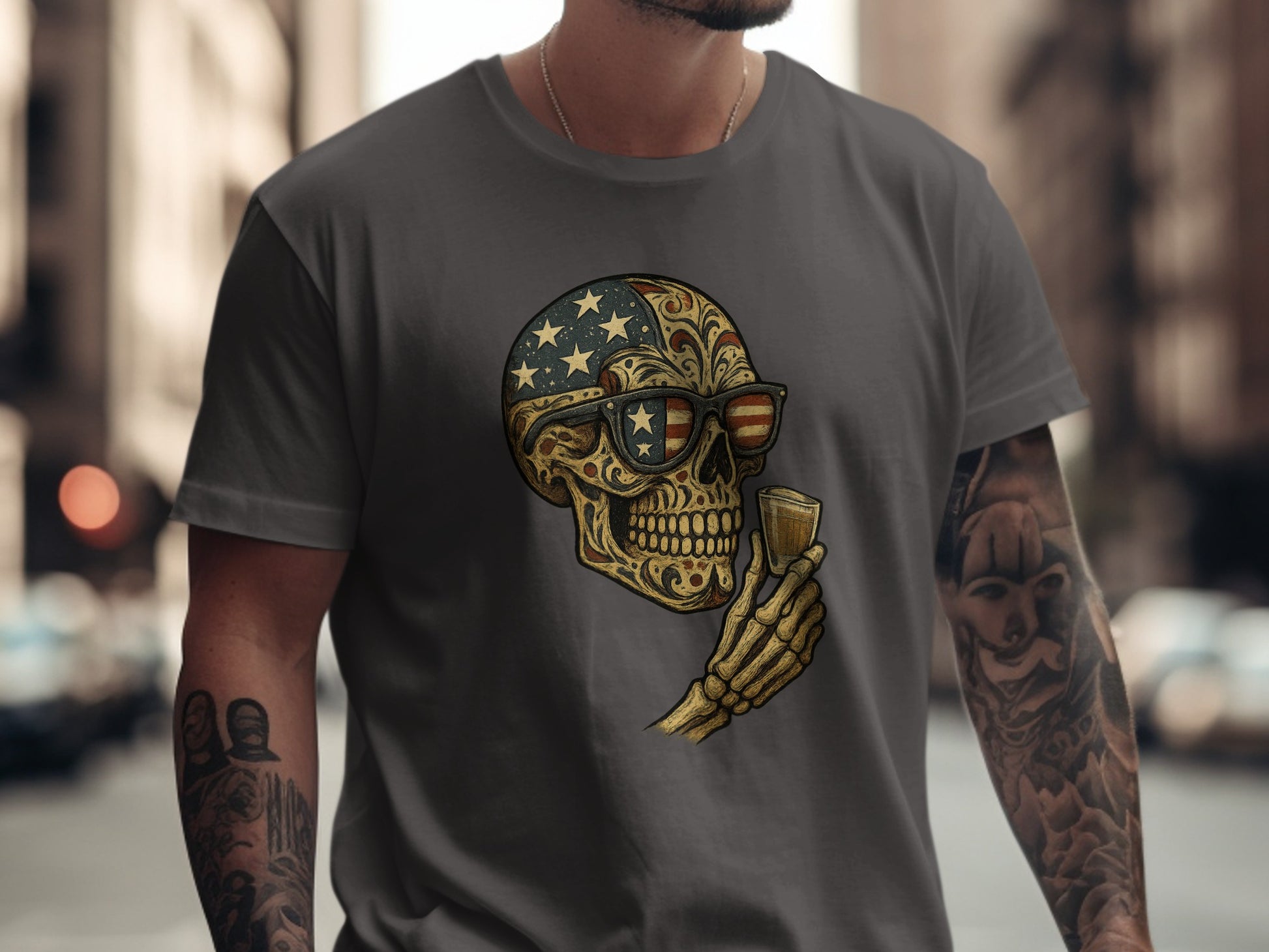 Patriotic Skull and Sunglasses Design T-shirt product