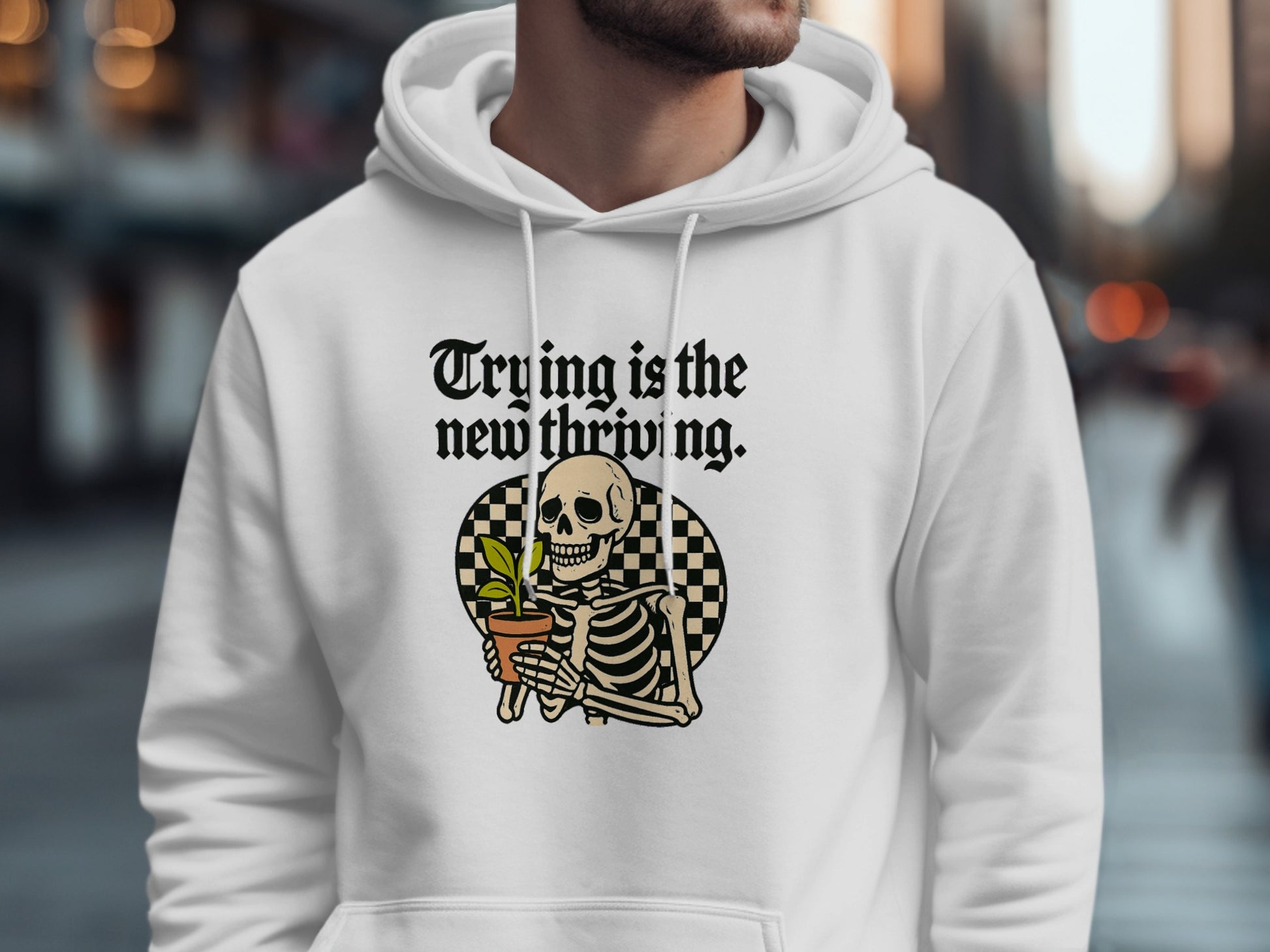 Trying is the new thriving Skeleton Print Hoodie product