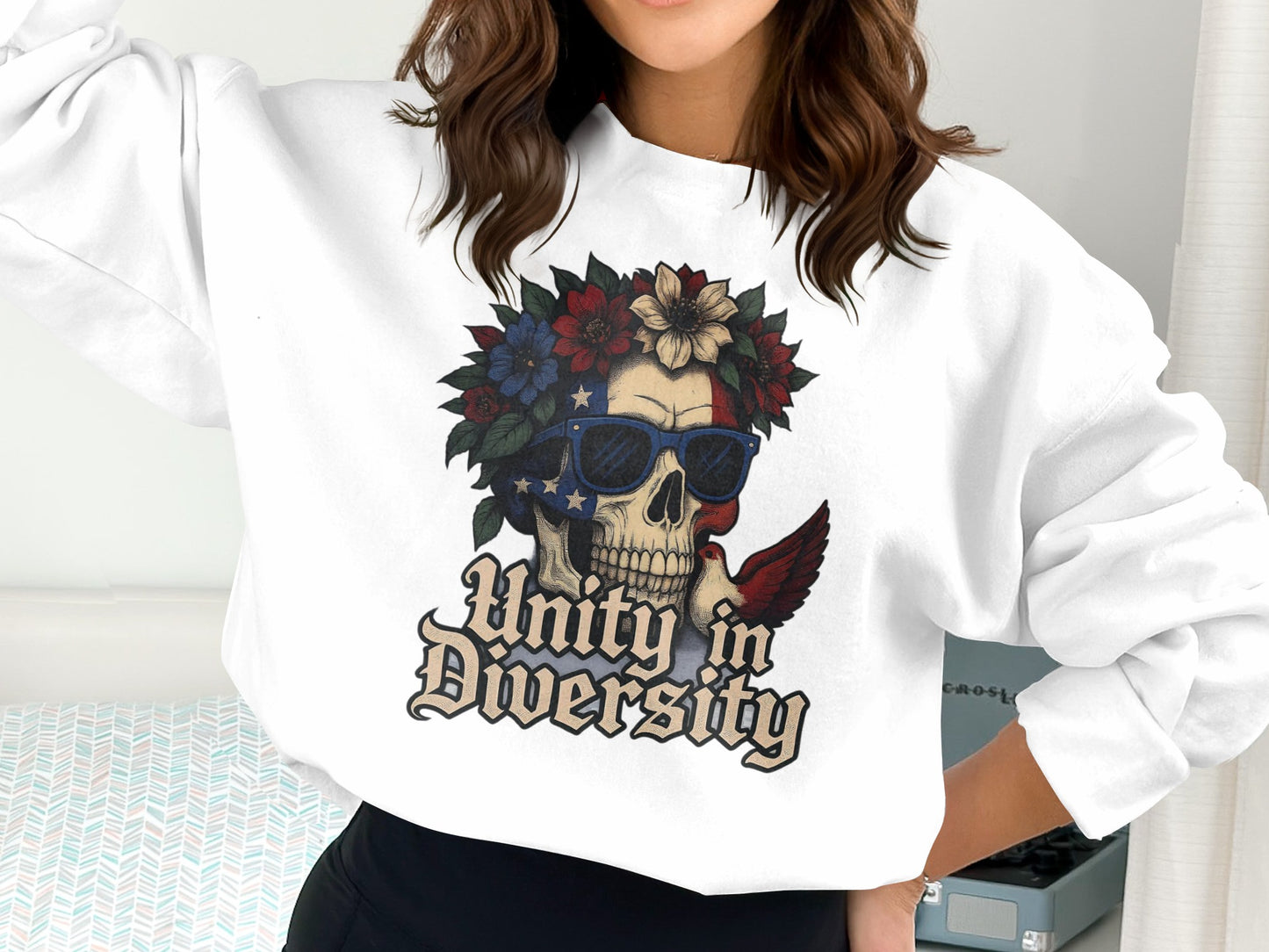 Unity in Diversity Skull Graphic Sweatshirt Product