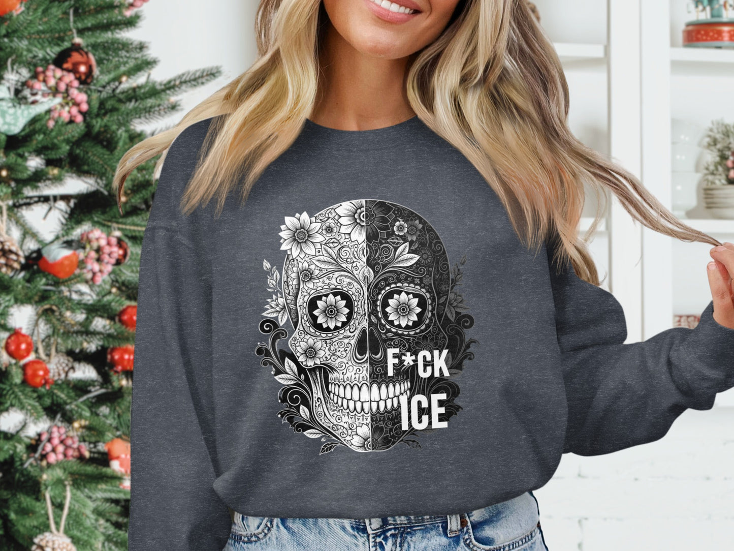 Artistic Day of the Dead Skull Graphic Sweatshirt product type