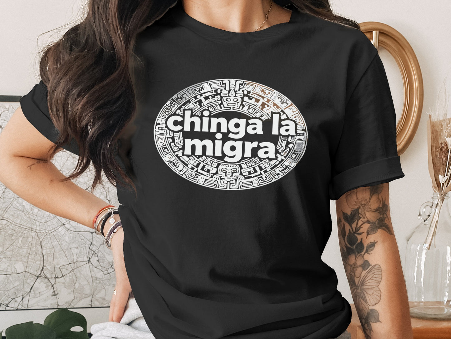 Chinga La Migra Statement T-shirt Trendy Graphic Product