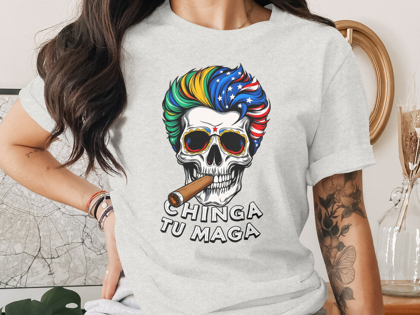 Colorful Skull Graphic Statement T-Shirt product type