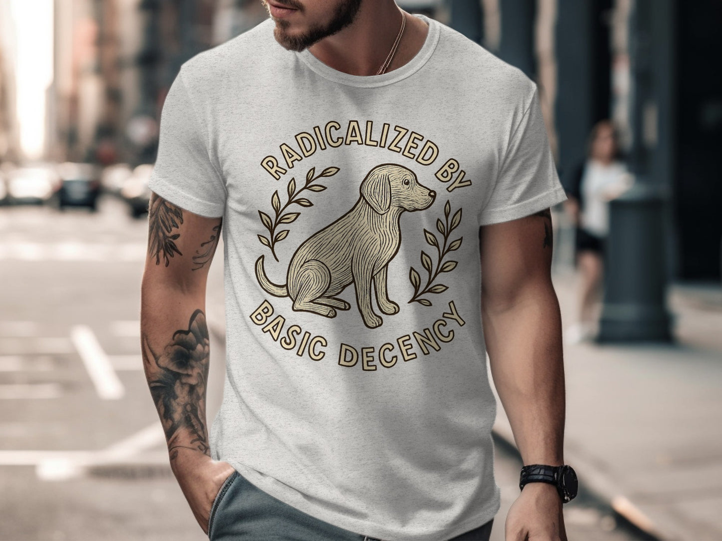 Radicalized by Basic Decency Dog T-shirt product