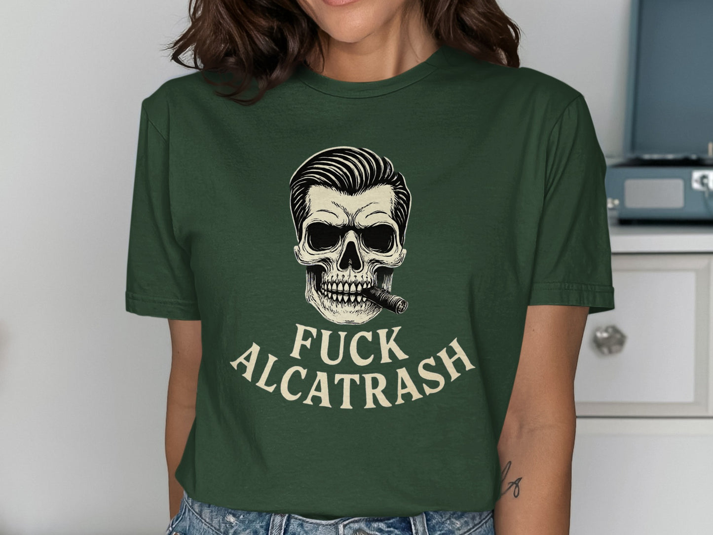 Edgy Skull Design Fuck Alcatrash Graphic Tee product type