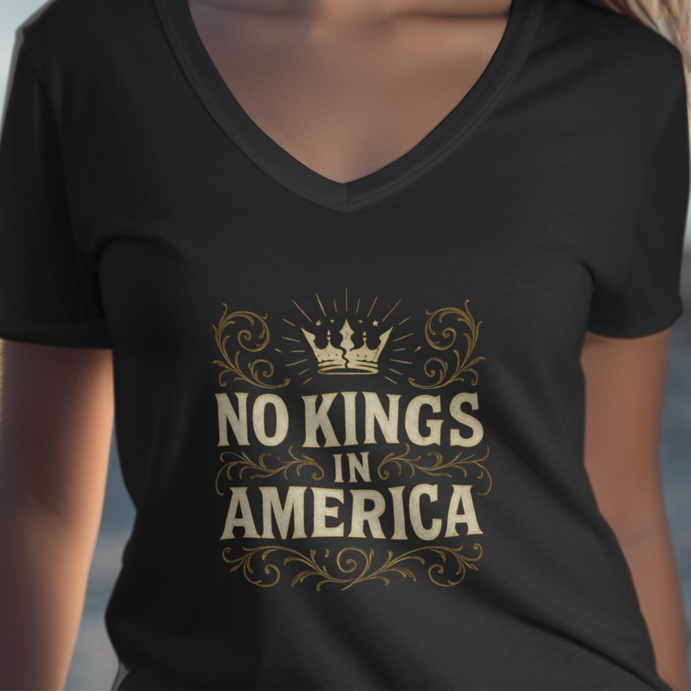 No Kings in America Graphic V-Neck T-Shirt product type