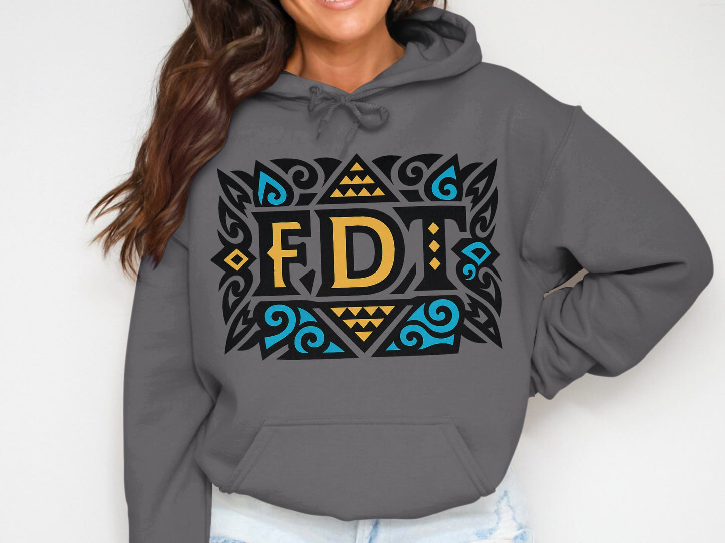 Vibrant Geometric Design FDT Printed Hoodie product