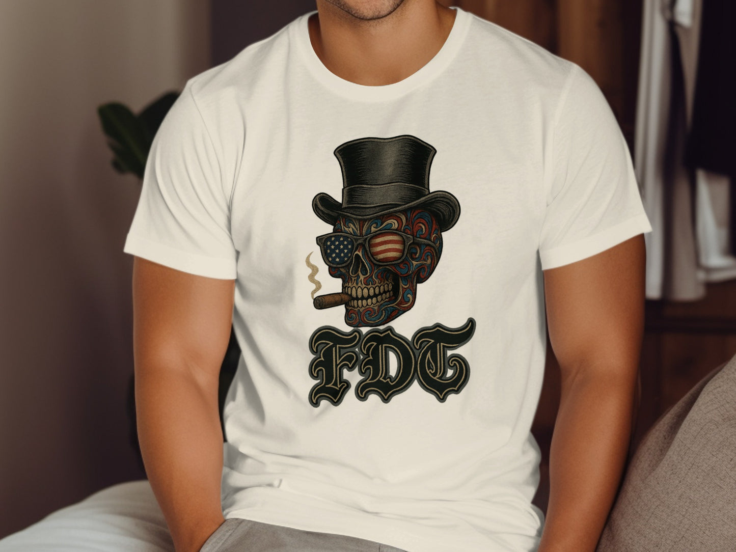 FDT Smoking Skull Tattoo Design Graphic T-shirt product