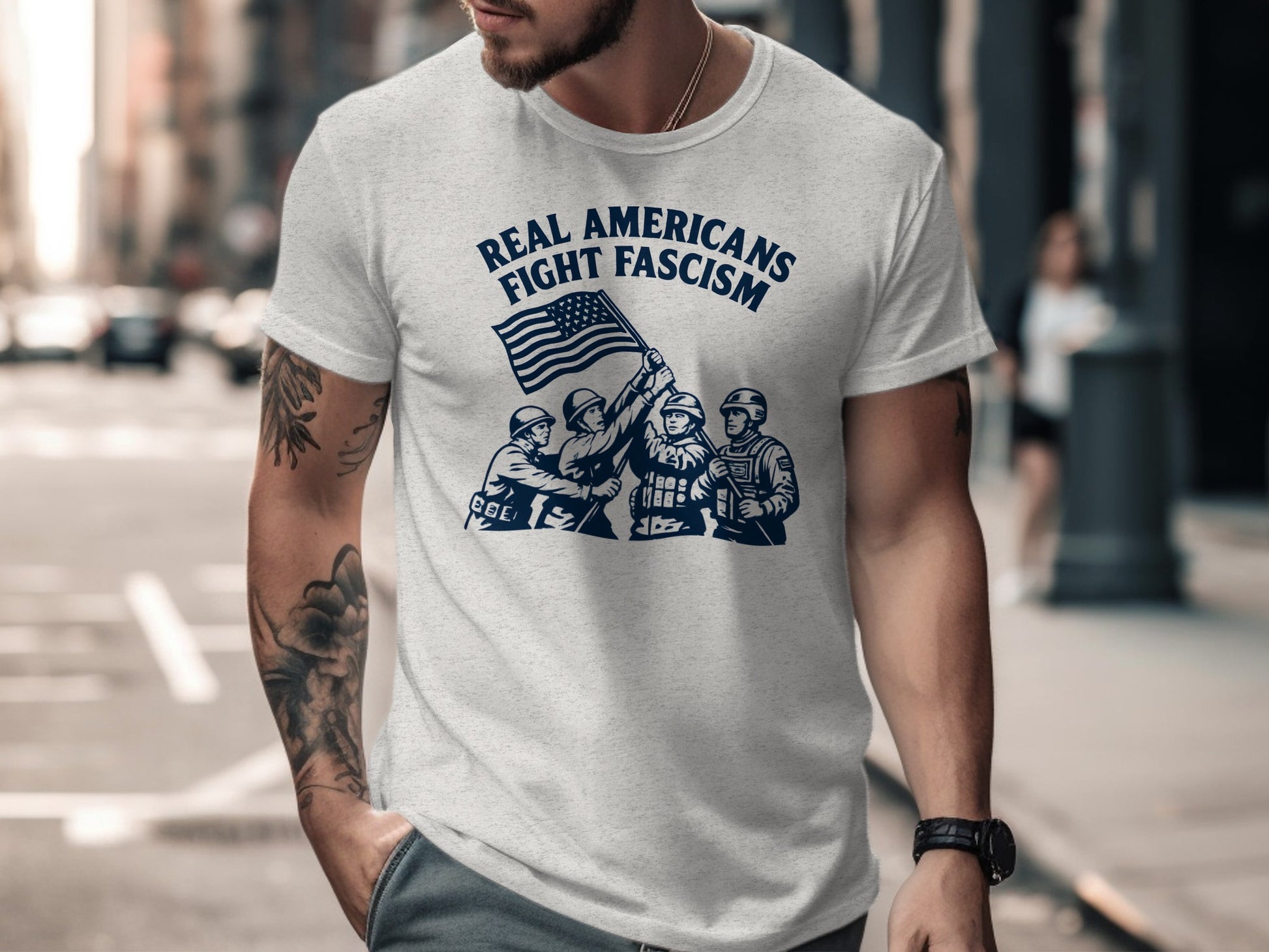 Real Americans Fight Fascism Graphic T-Shirt