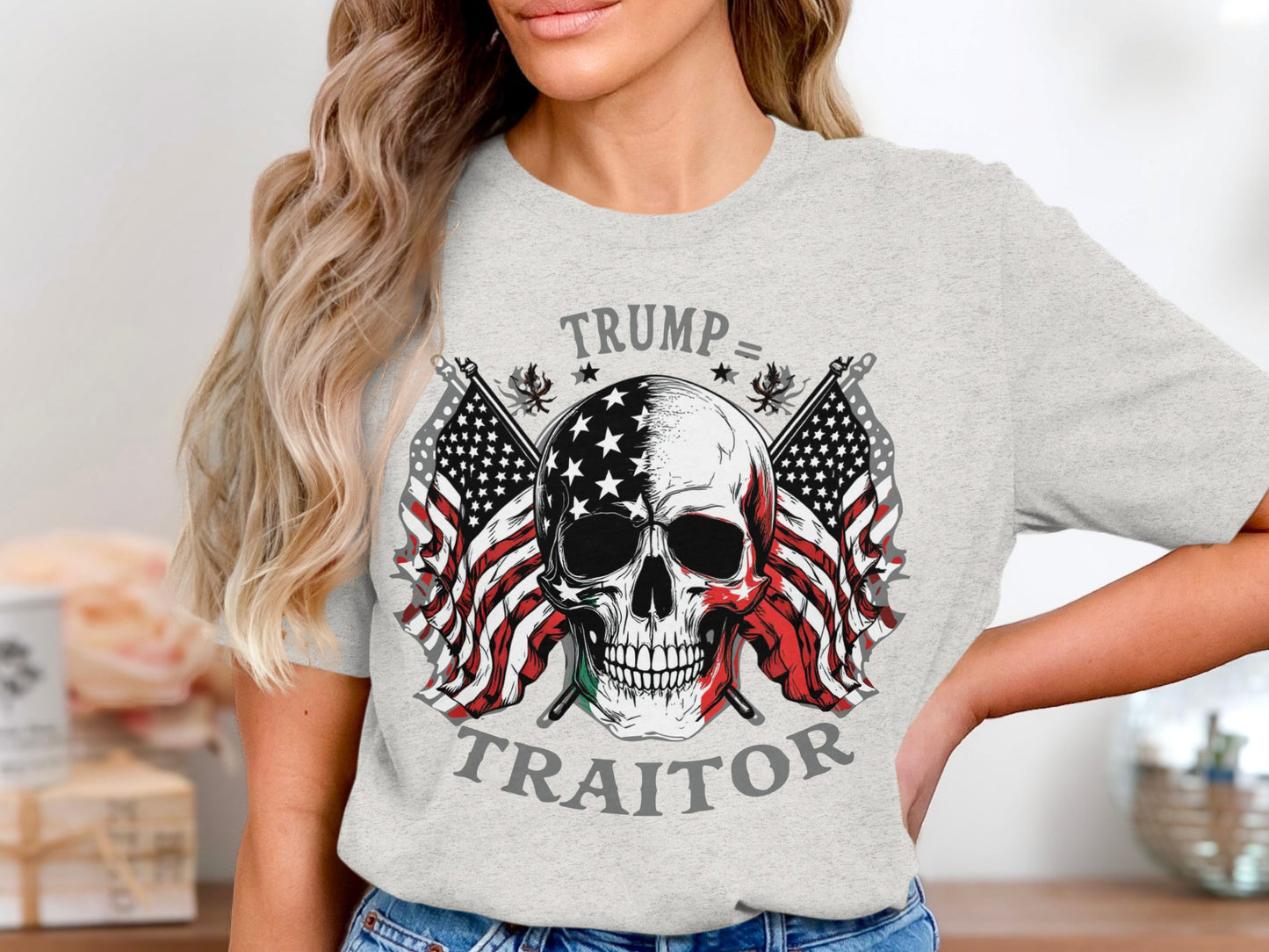 Trump Traitor Skull Graphic Print Tee product type