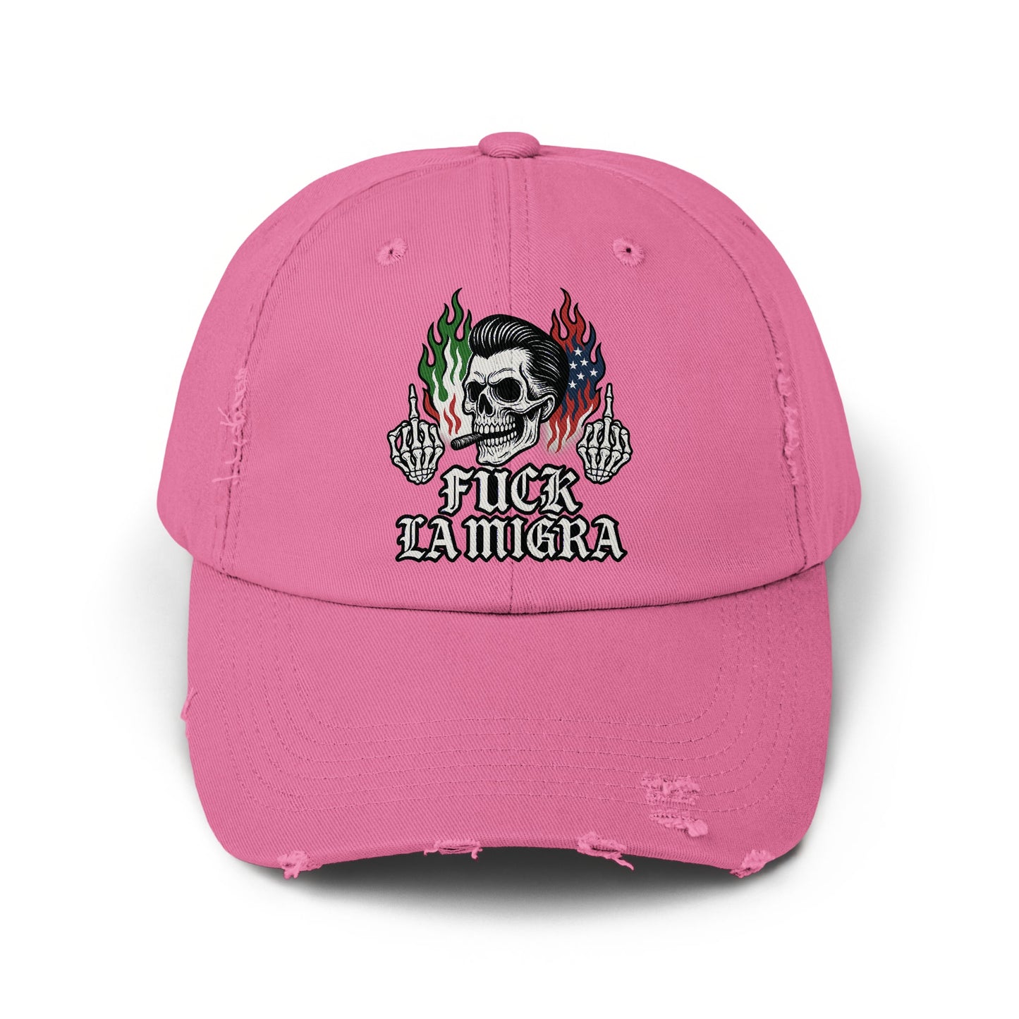 Pink Hat with Skull Middle Finger Design novelty product