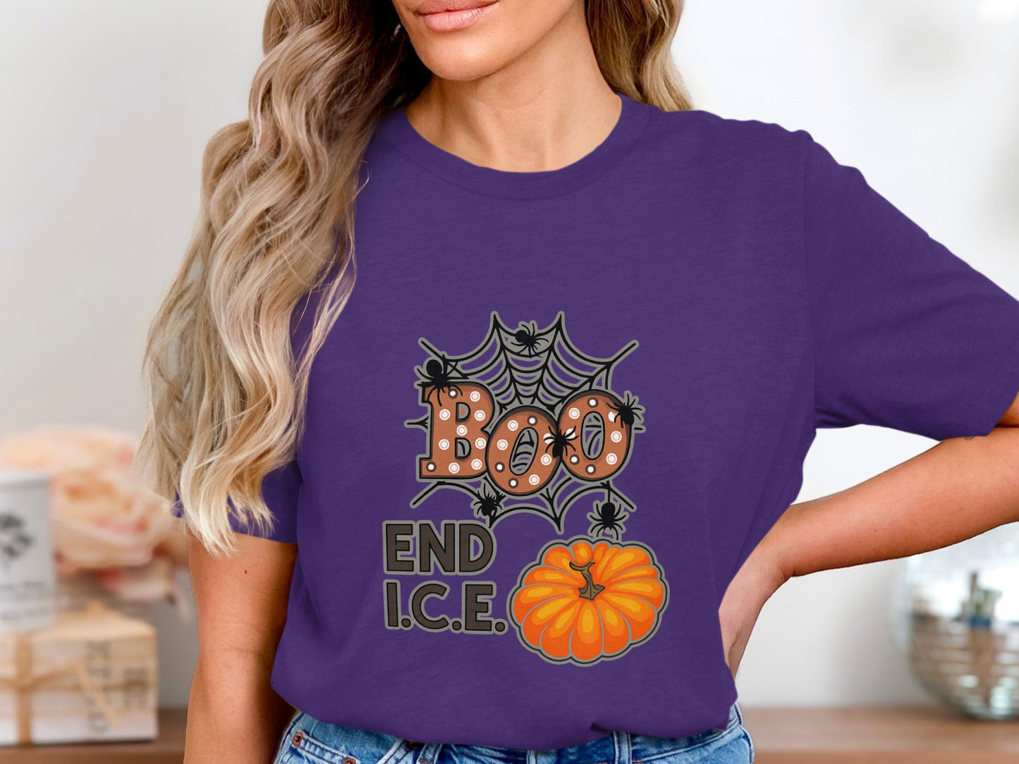 Boo End I.C.E. Halloween Spider Pumpkin Shirt product type
