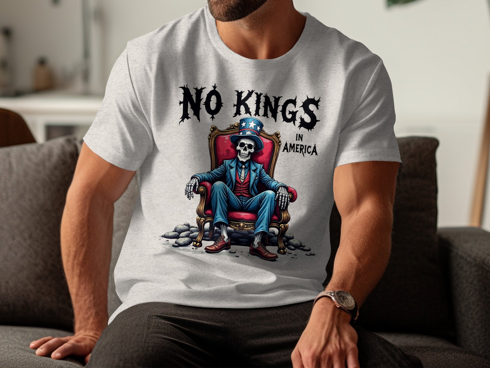 No Kings in America Skull Graphic T Shirt product type