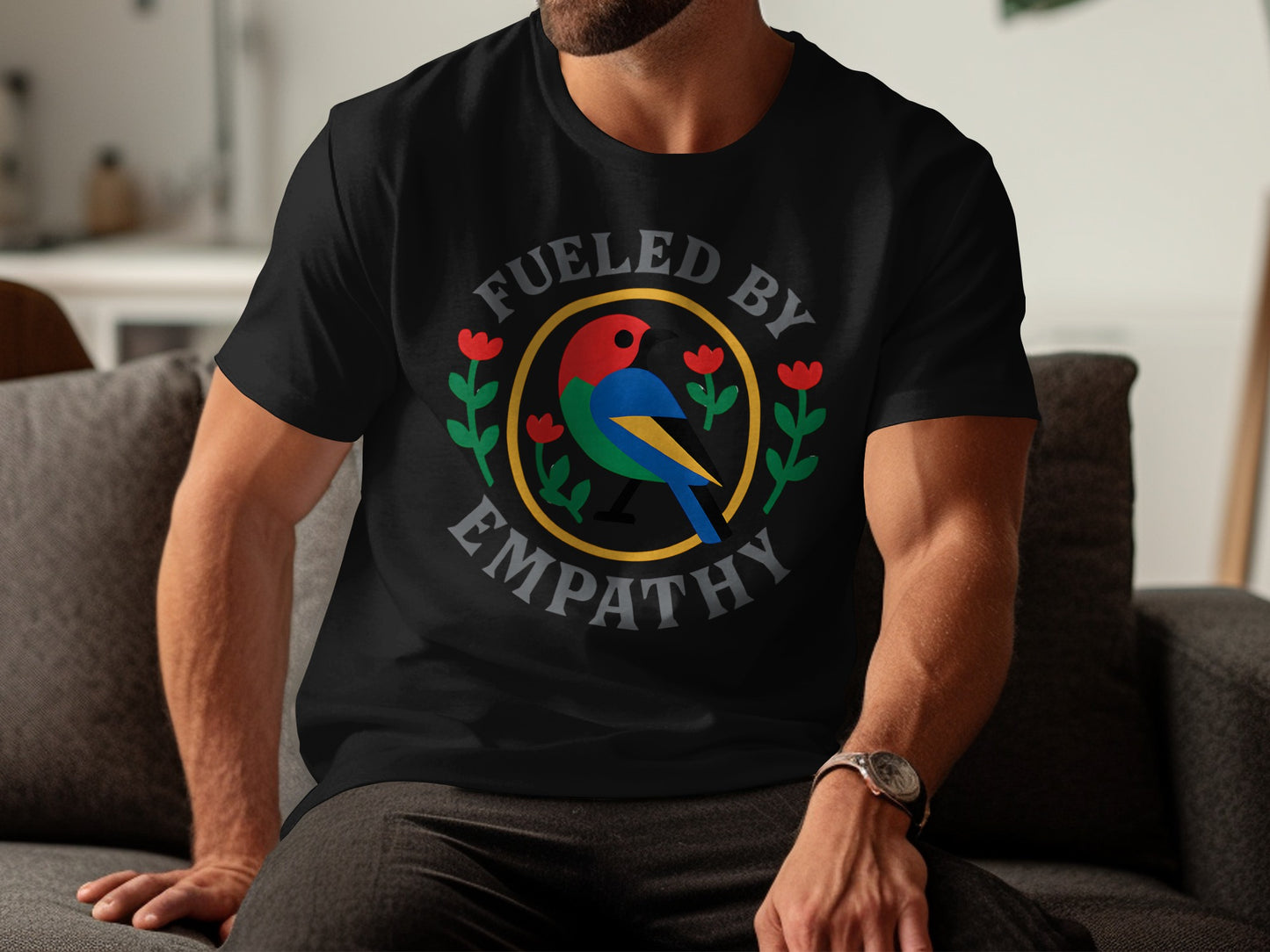 Fueled By Empathy Colorful Bird Graphic T-shirt product