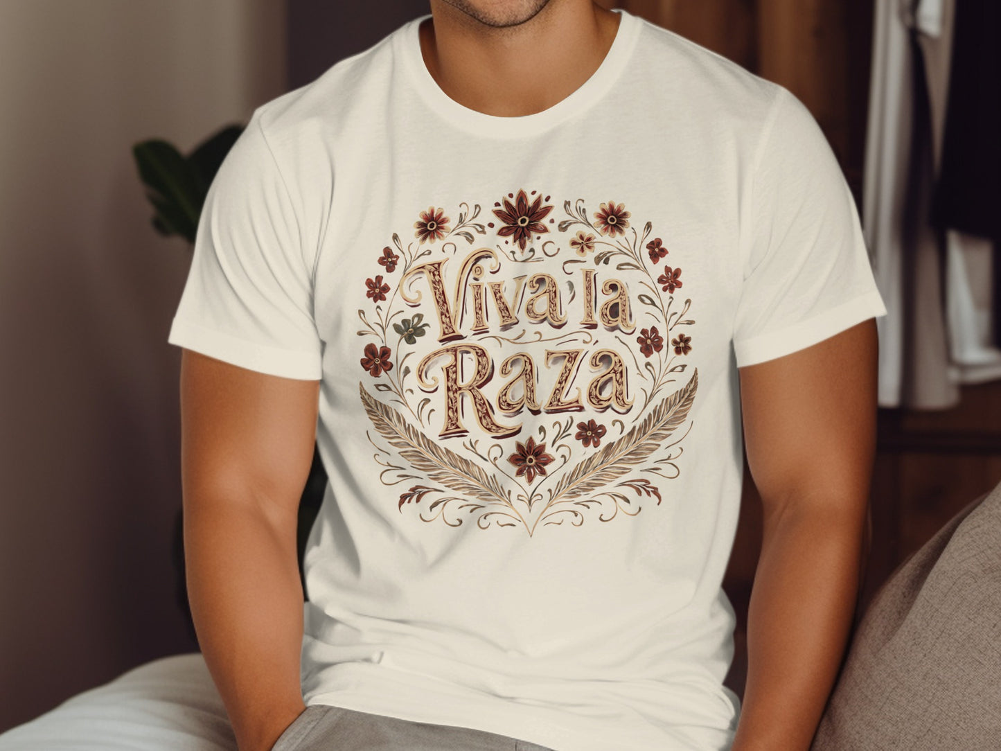 Viva La Raza Floral Design Short Sleeve T-shirt product