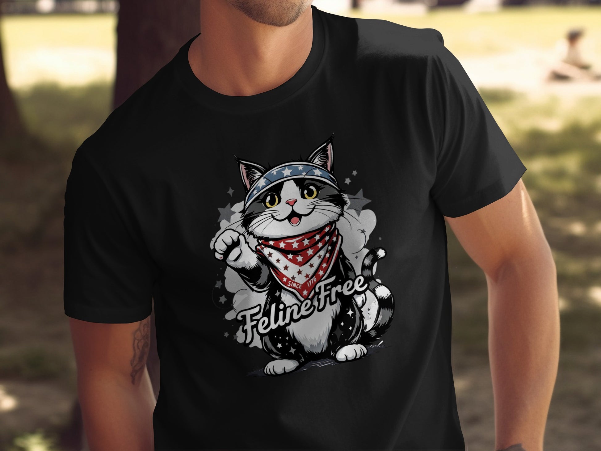 Patriotic Cat Feline Free Graphic T-Shirt product type