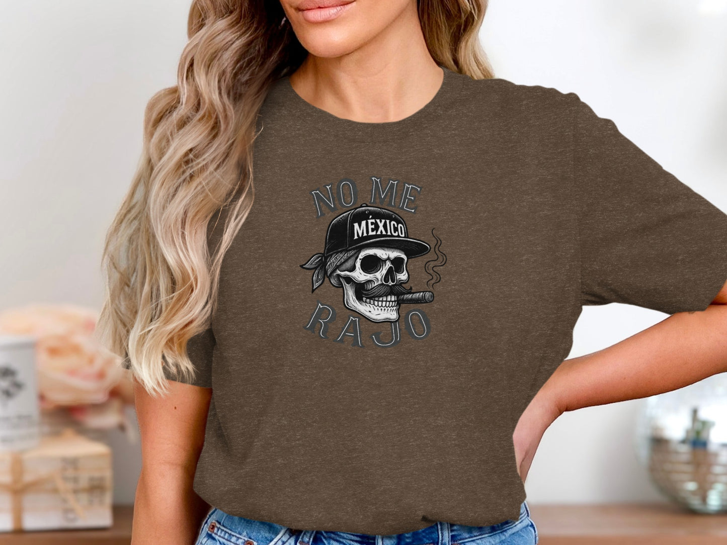 No Me Rajo Mexico Skull with Hat Graphic T-shirt product