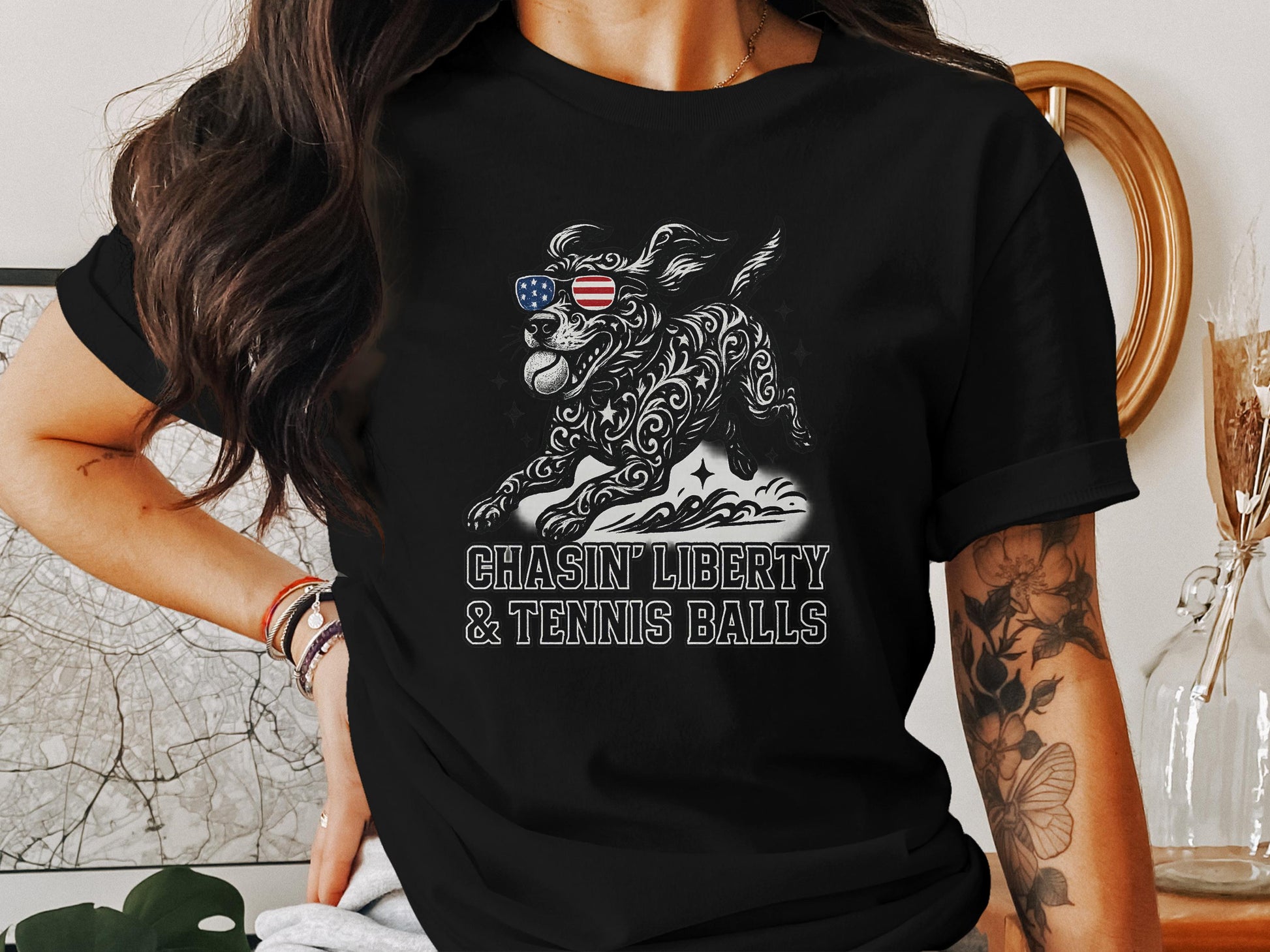 Chasin' Liberty and Tennis Balls Graphic T Shirt product type