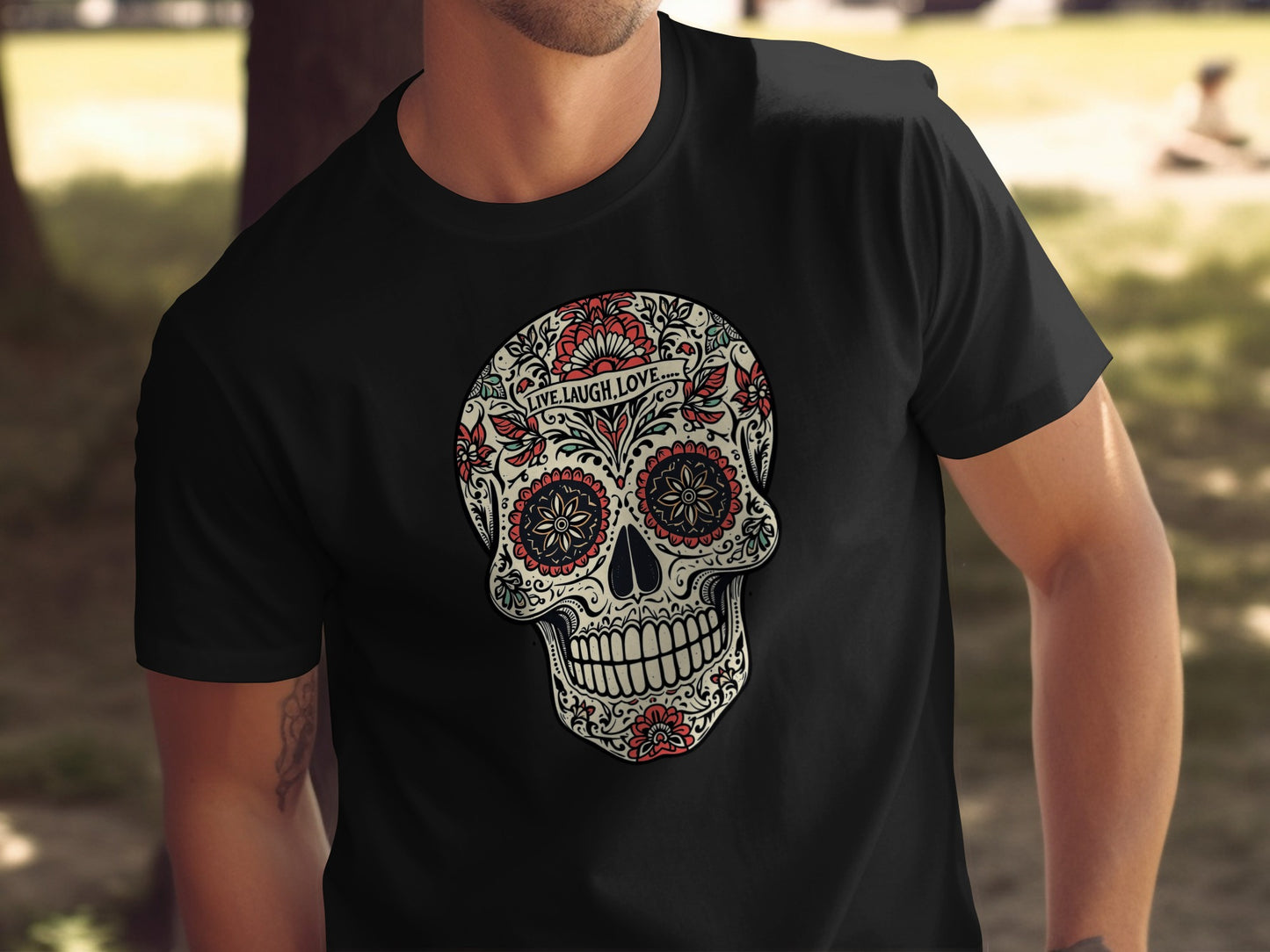Live Laugh Love Skull Design T-shirt product